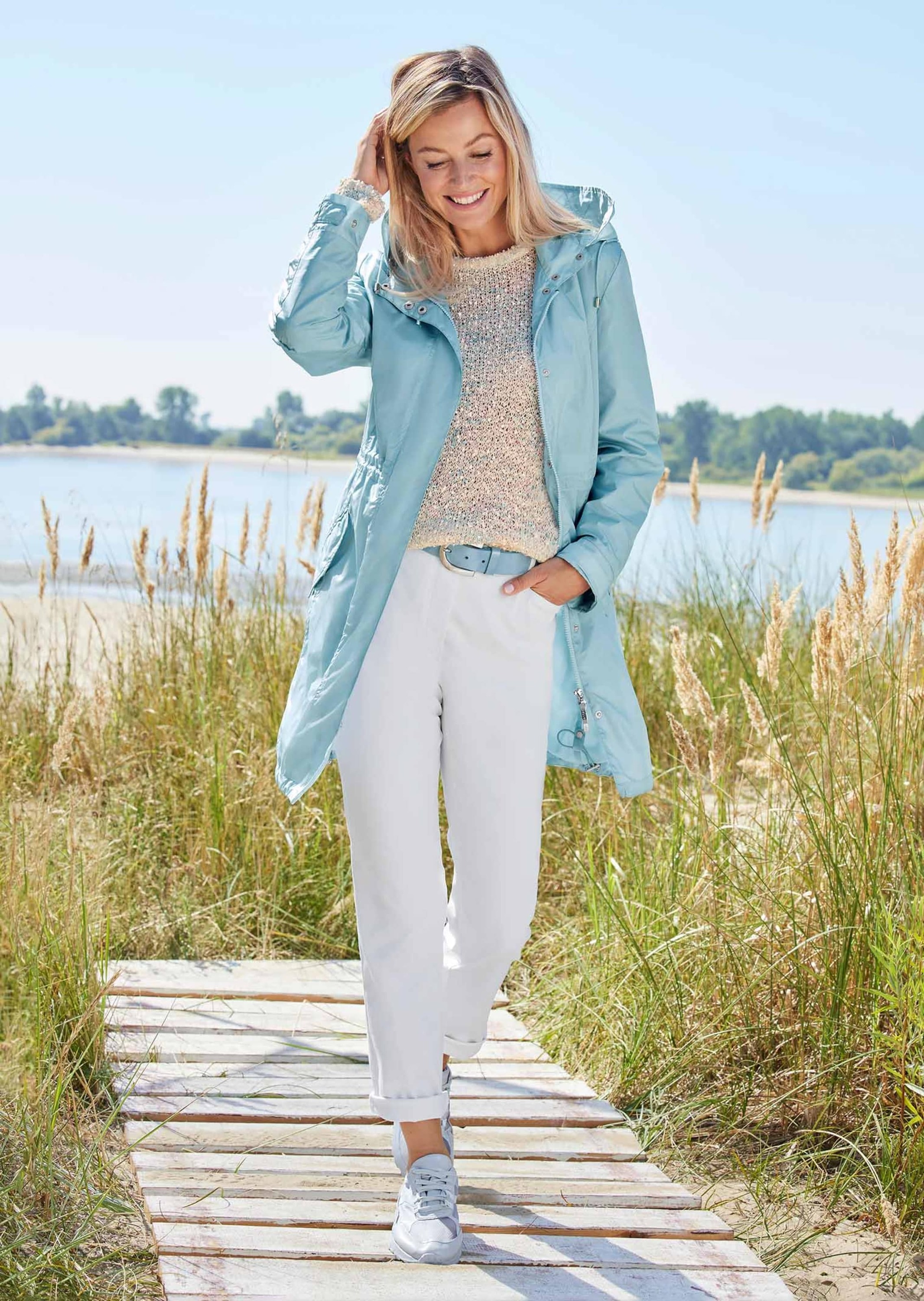 Goldner Kurzjacke Short Size Rain Parka Women's Ice Blue 25 3