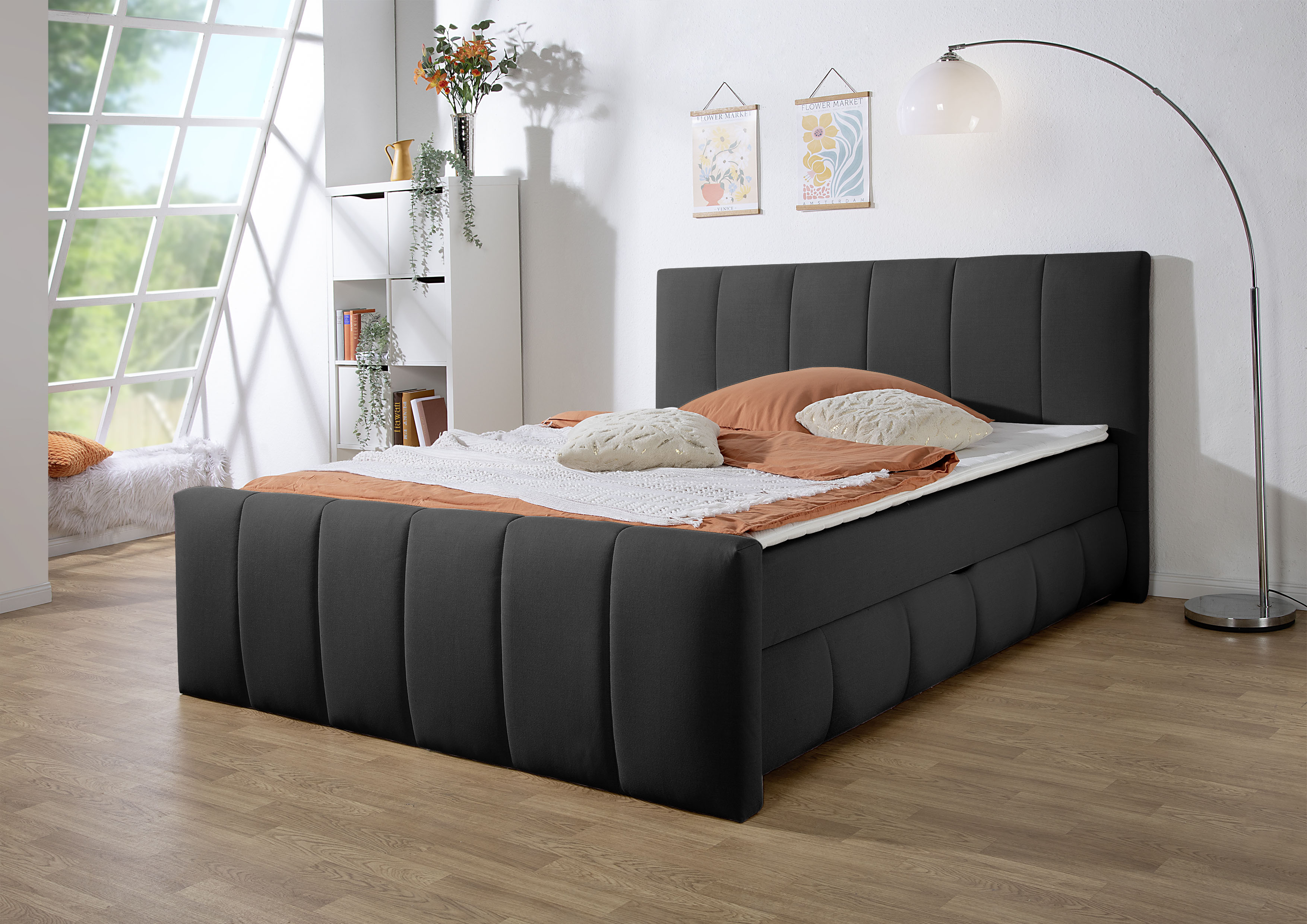Home affaire Boxbett "Hanelore inkl. Bettkasten und Topper" Boxbett mit Bettkasten und Fußteil, inkl. Topper