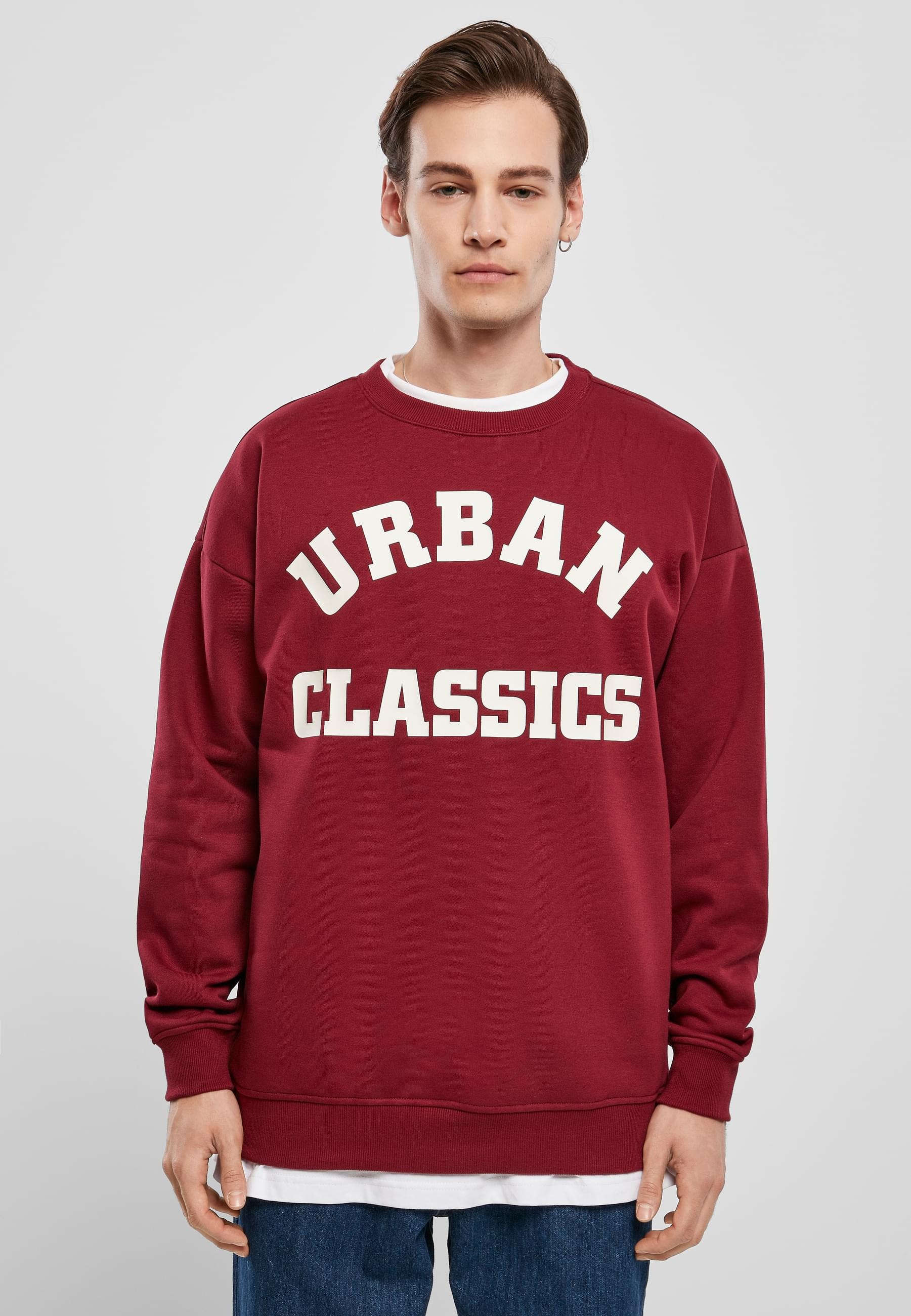 URBAN CLASSICS Rundhalspullover »Urban Classics Herren College Print Crew«, (1 tlg.)