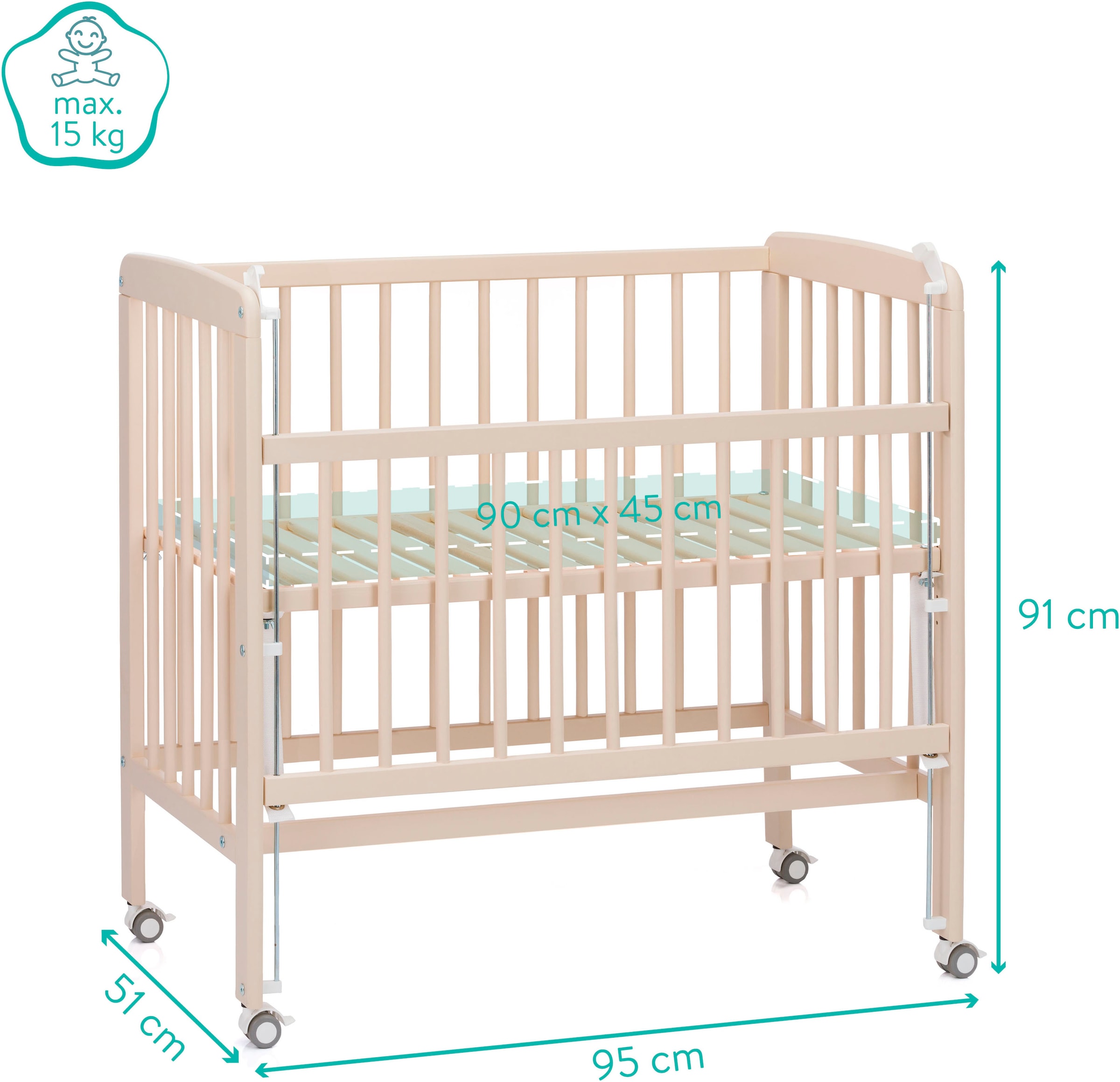 Fillikid Beistellbett »Nino«, inkl. Matratze; Made in Europe