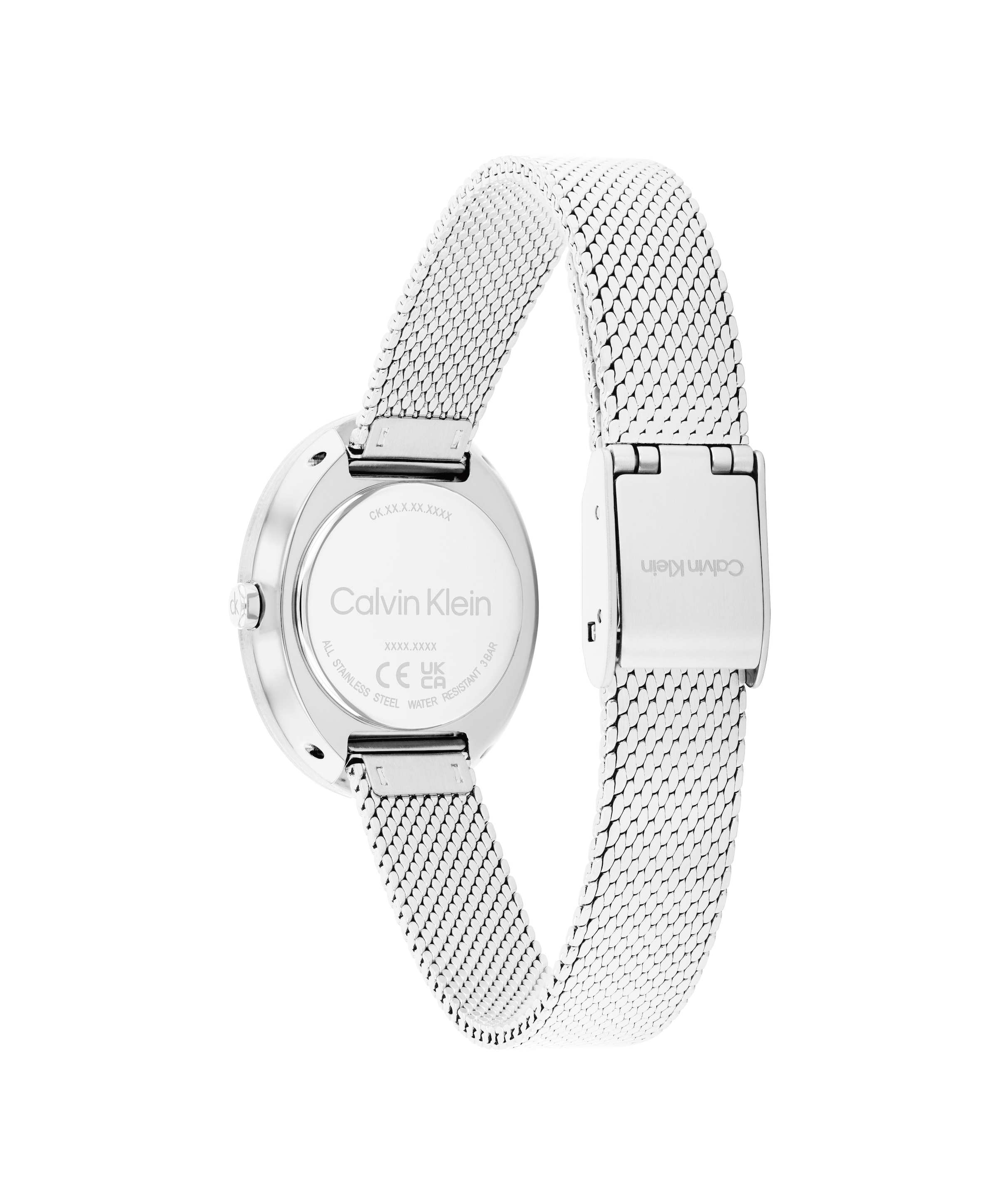 Calvin Klein Quarzuhr »Twisted Bezel« Armbanduhr, Damenuhr, Edelstahlarmband, analog