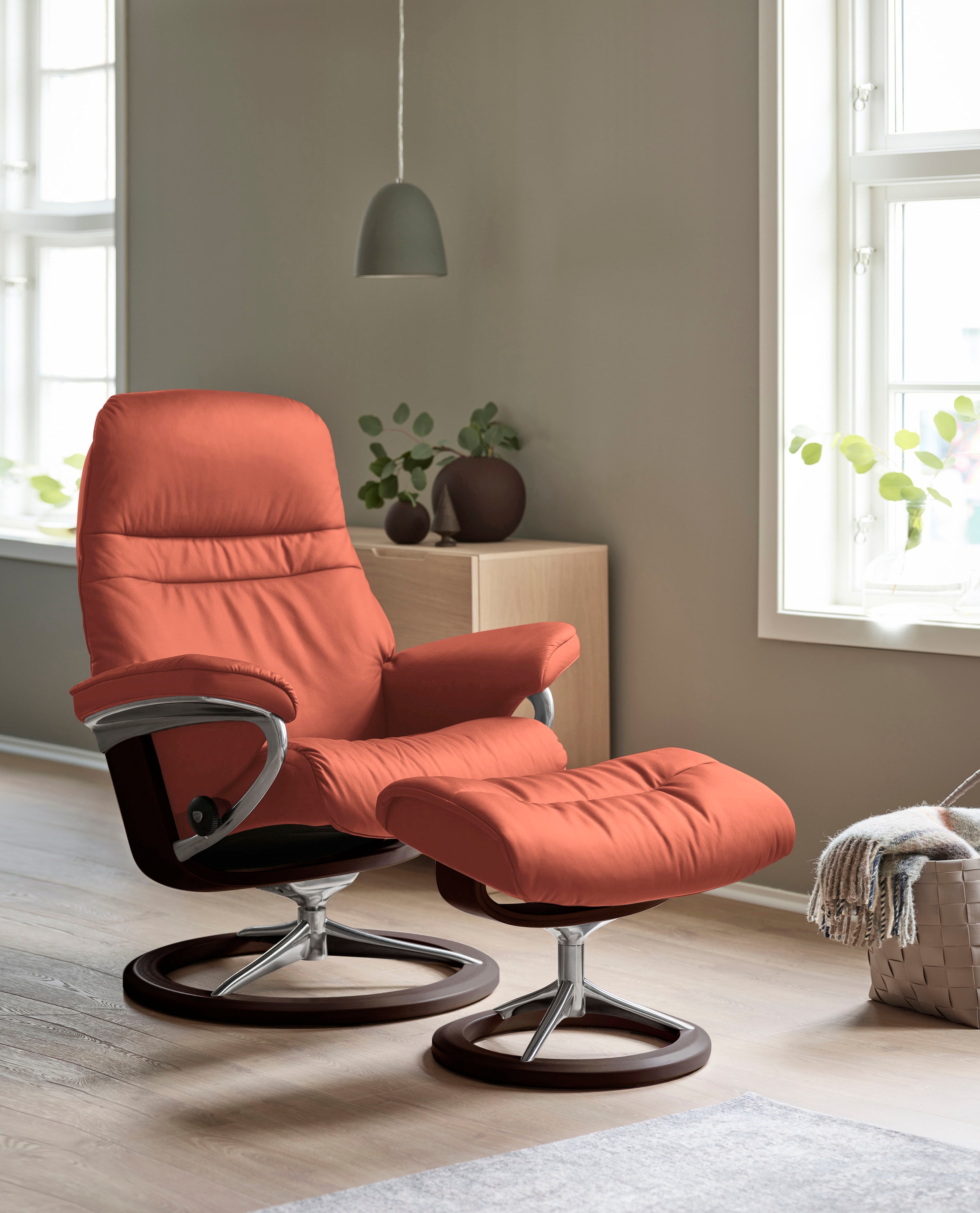 Stressless® Relaxsessel »Sunrise«, (Set, Relaxsessel kaufen Base, mit Größe Signature | Hocker), BAUR Braun Gestell mit L