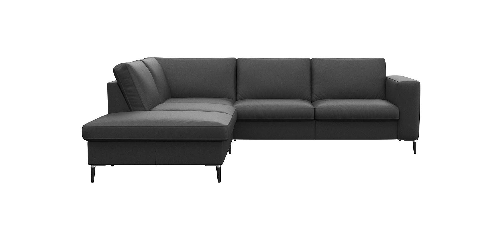 FLEXLUX Ecksofa "Fiore, bequem und komfortabel, zeitlos, L-Form" breite Armlehnen, Füße Alu/schwarz, B/T 241/225 cm, Kaltschaum im Sitz