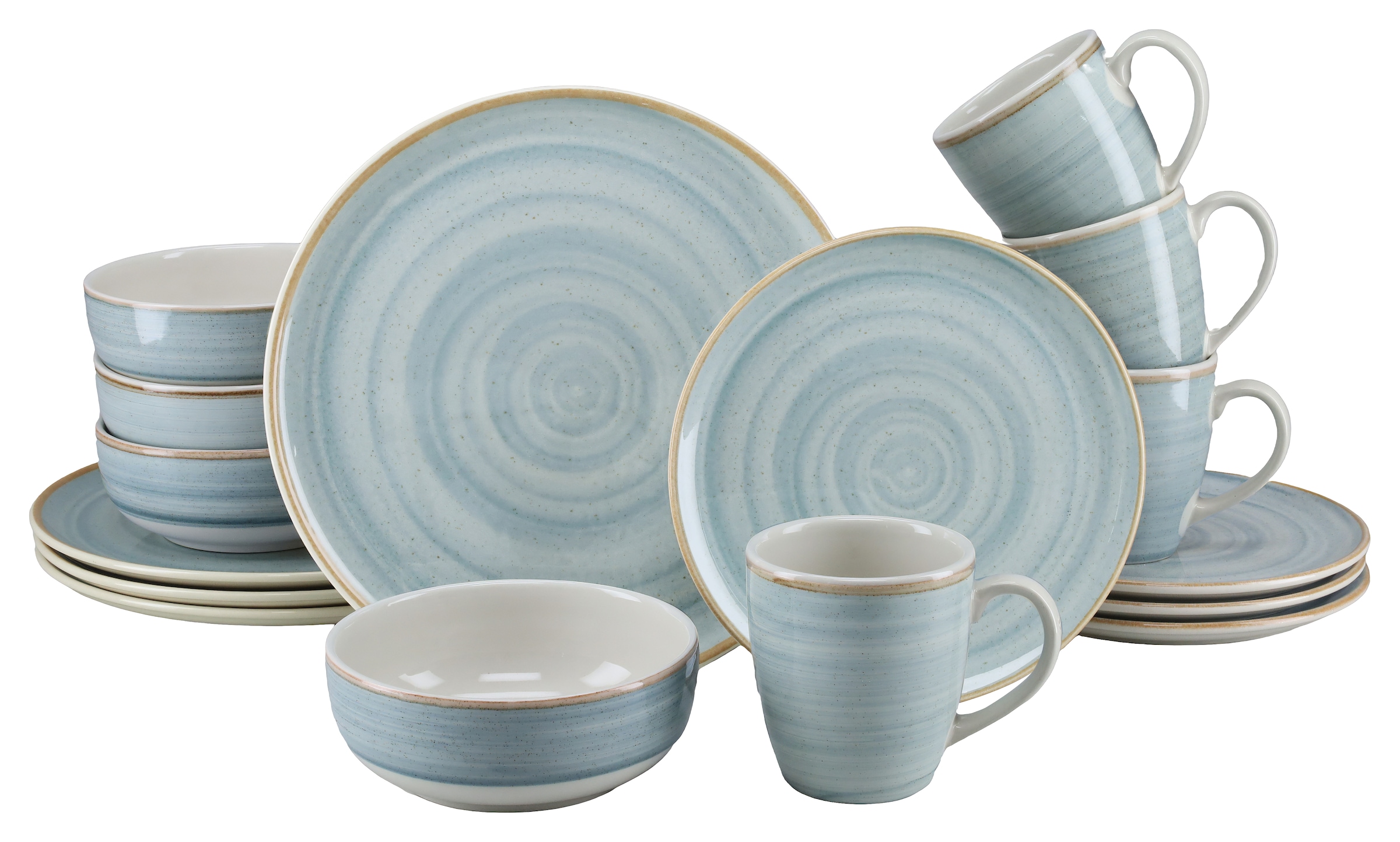CreaTable Kombiservice »Caoba, Geschirr-Set, 16-tlg.« Robustes Steingut, skandinavische Schlichtheit