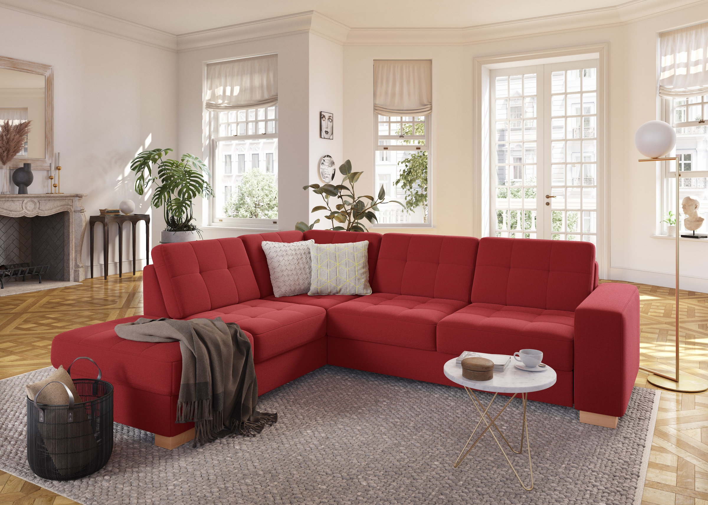 sit&more Ecksofa »Quincy L-Form«, wahlweise mit Bettfunktion und Bettkasten