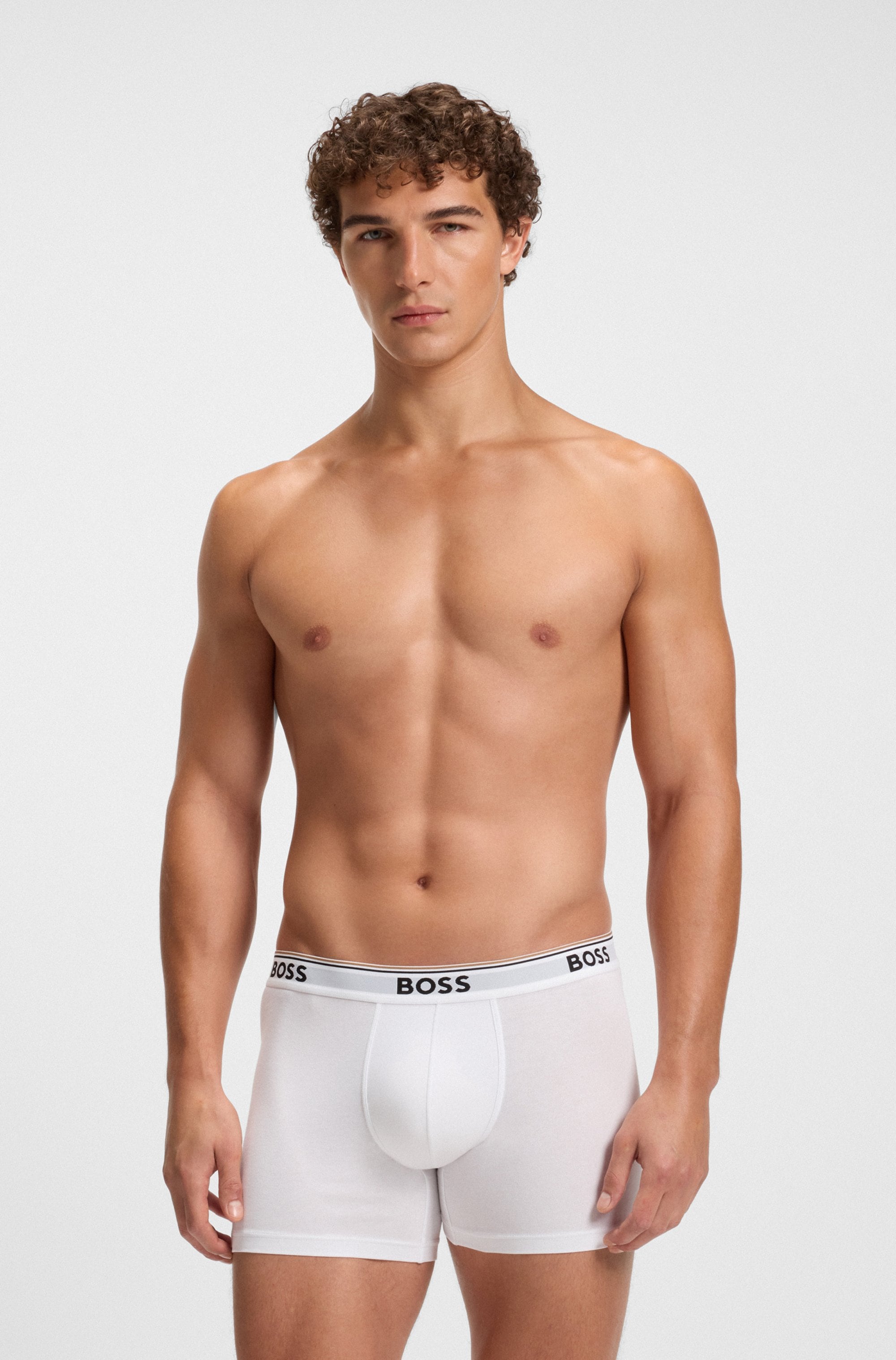 BOSS Langer Boxer »Brief 3 PACK«, mit farblich passendem Webbund