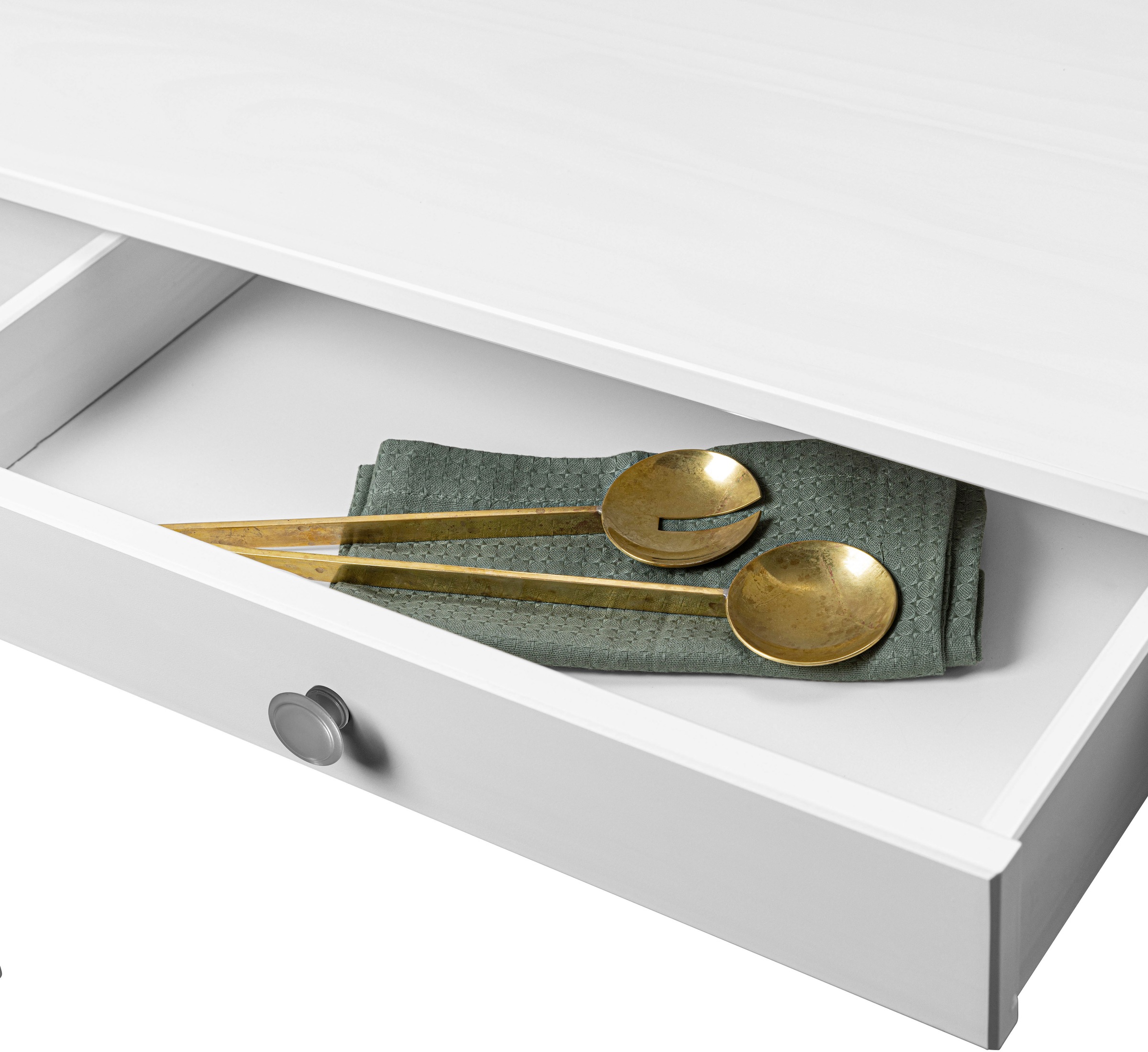 Inter Link Esstisch »Pinora aus massiver Kiefer, weiss lackiert, 145 x 80 x 78 cm« 1 Stk. tlg. Esszimmertisch im modernem Skandi Look, mit Schublade