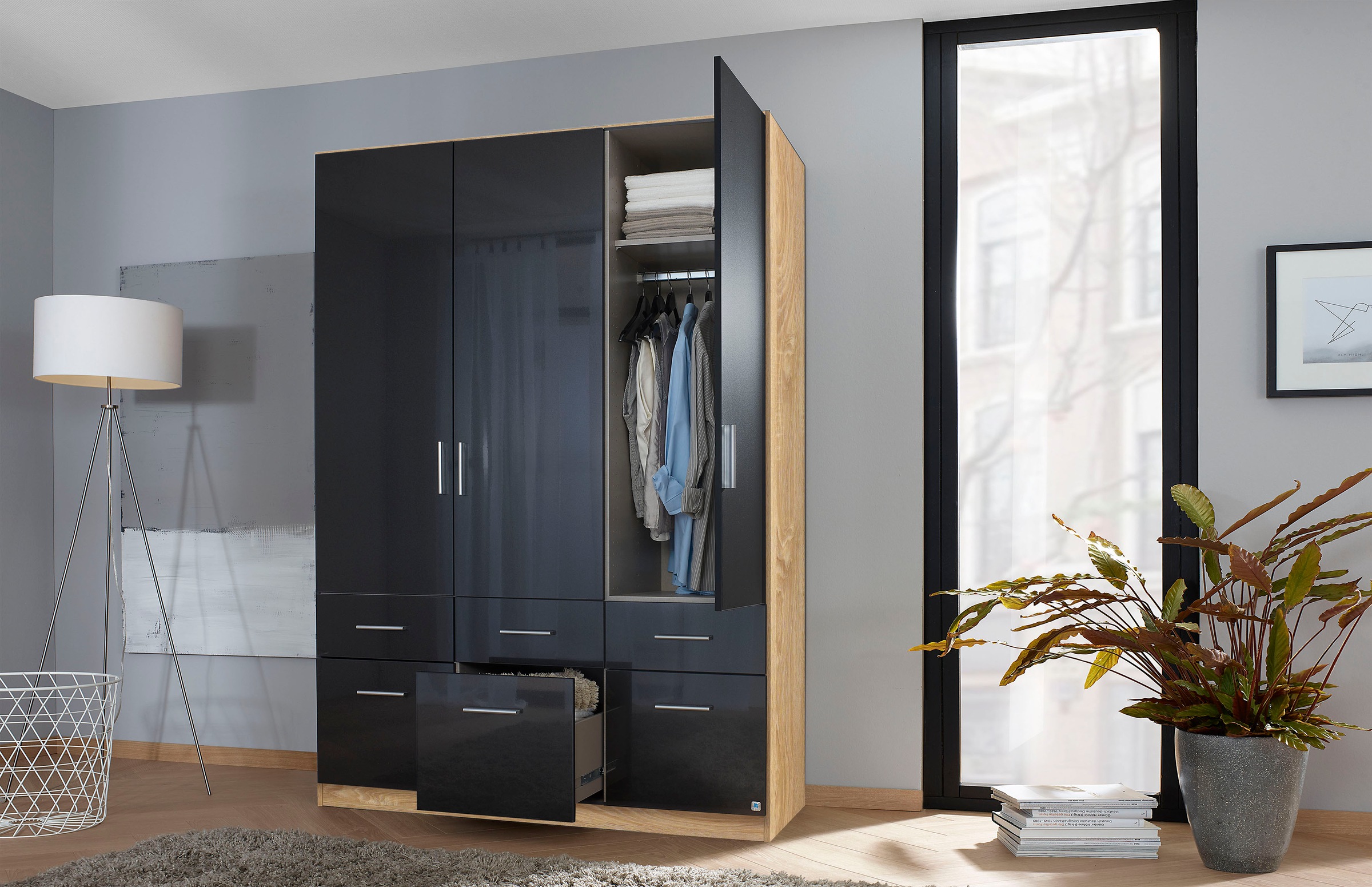 rauch Drehtürenschrank »Celle«, in 4 Breiten und 2 Höhen, optional mit Schubkästen MADE IN GERMANY
