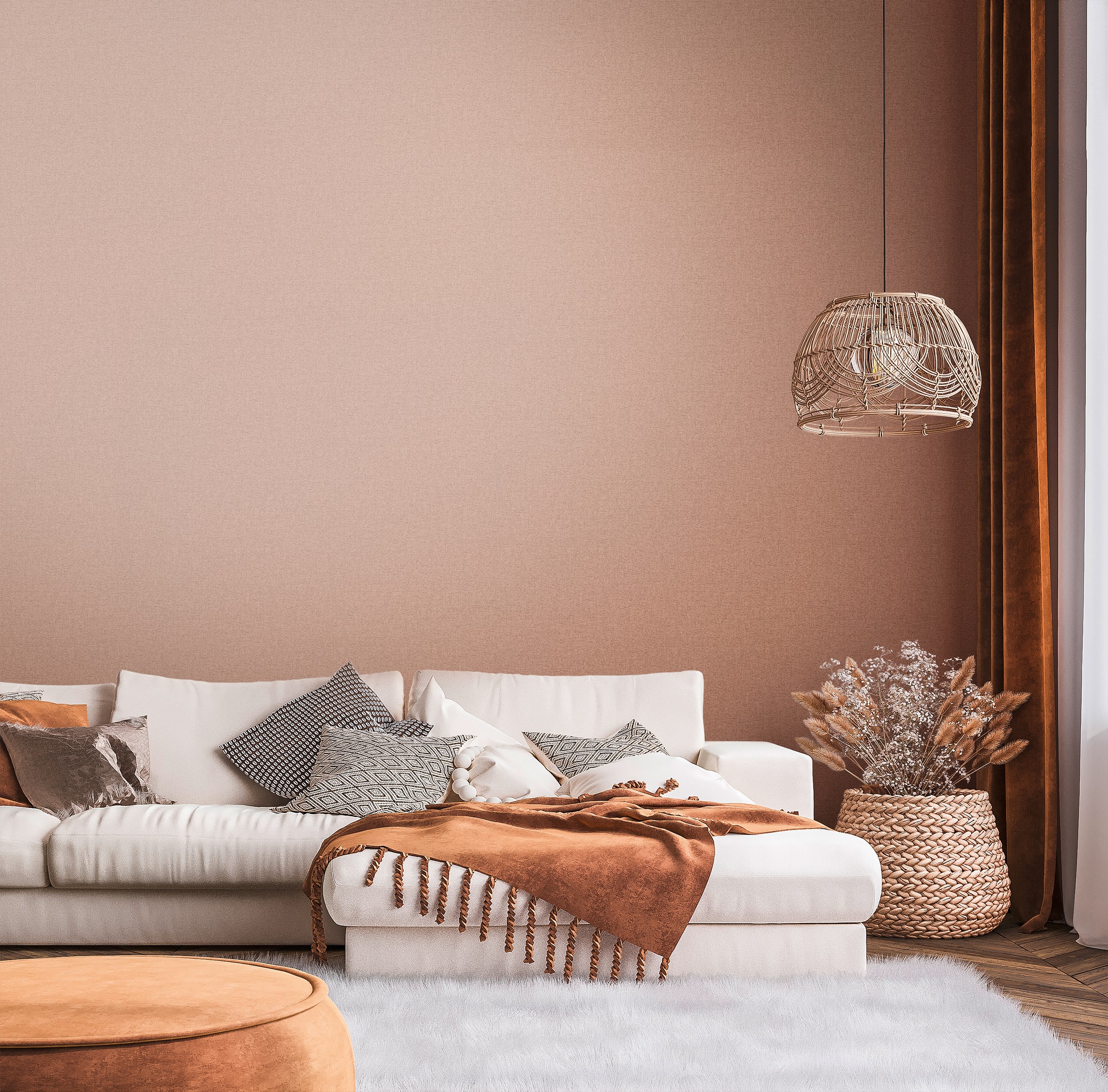 living walls Vliestapete »Famous Garden einfarbige Tapete Unitapete Struktur-Optik Landhaus«, matt, Vliestapete einfarbig für Schlafzimmer Küche Wohnzimmer Uni Design