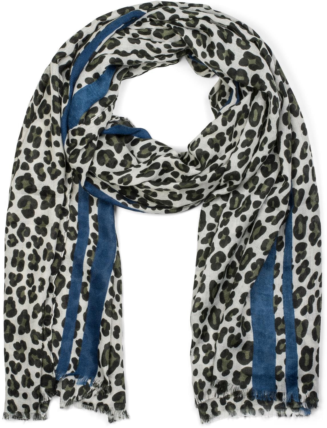 styleBREAKER Schal "Weicher Schal mit Leoparden Print und Streifen" 1 Stk.