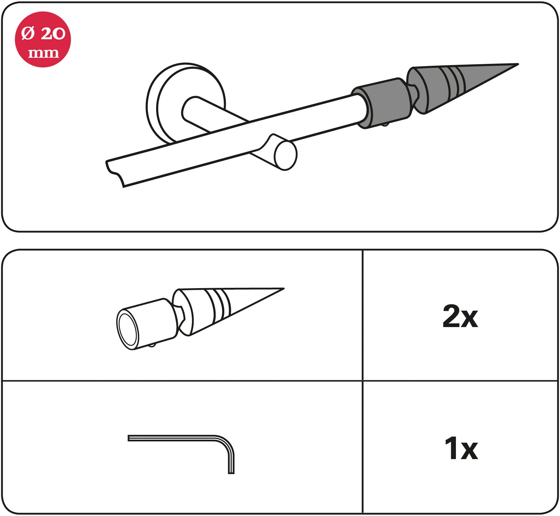 GARDINIA Gardinenstangen-Endstück »Spitze«, (2 St.), Serie Einzelprogramm  Chicago Ø 20 mm bestellen | BAUR