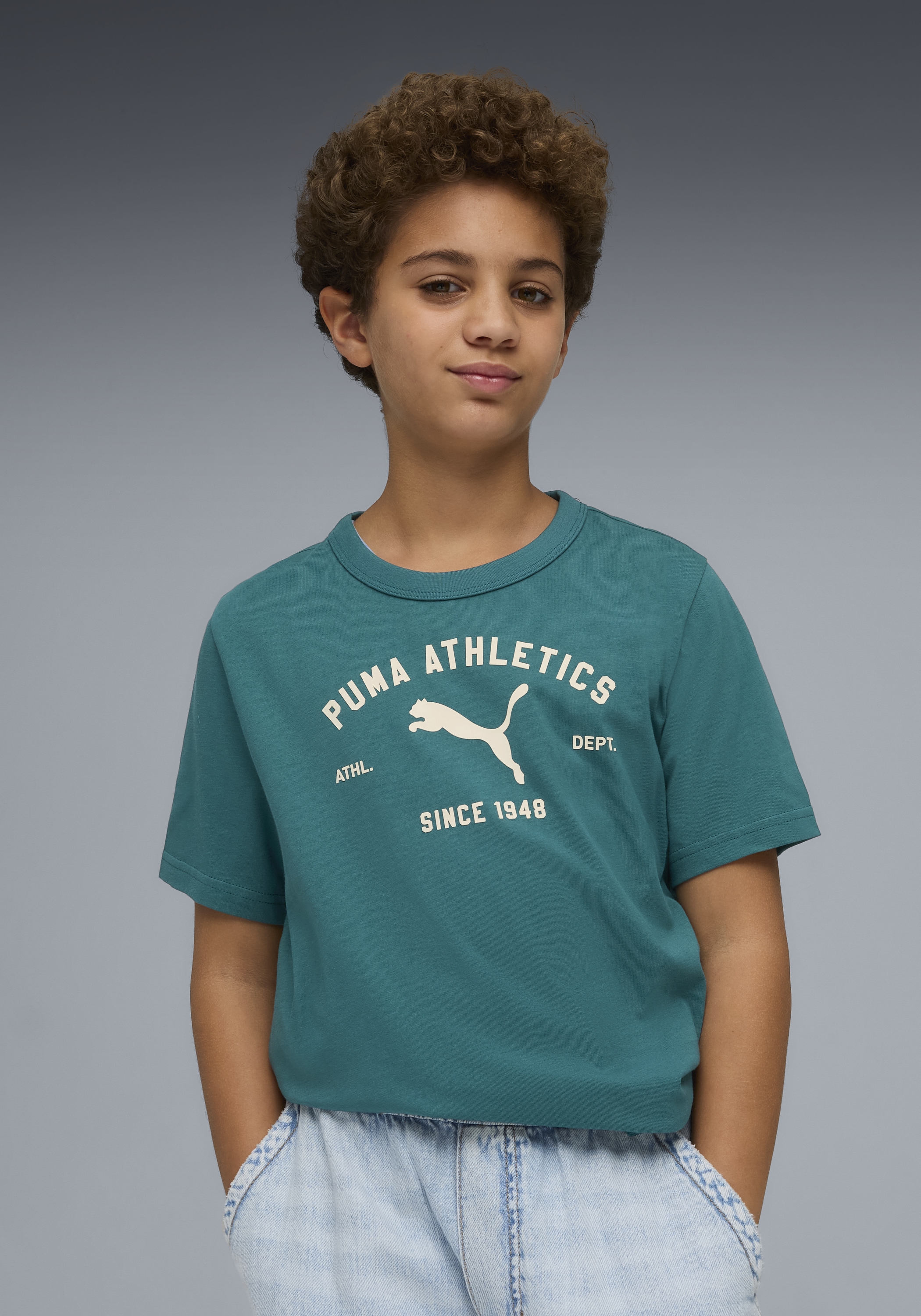 PUMA T-Shirt "CLASS GRAPHIC TEE B" Regular Fit, Kurzarm, Rundhalsausschnitt, für Jugendliche