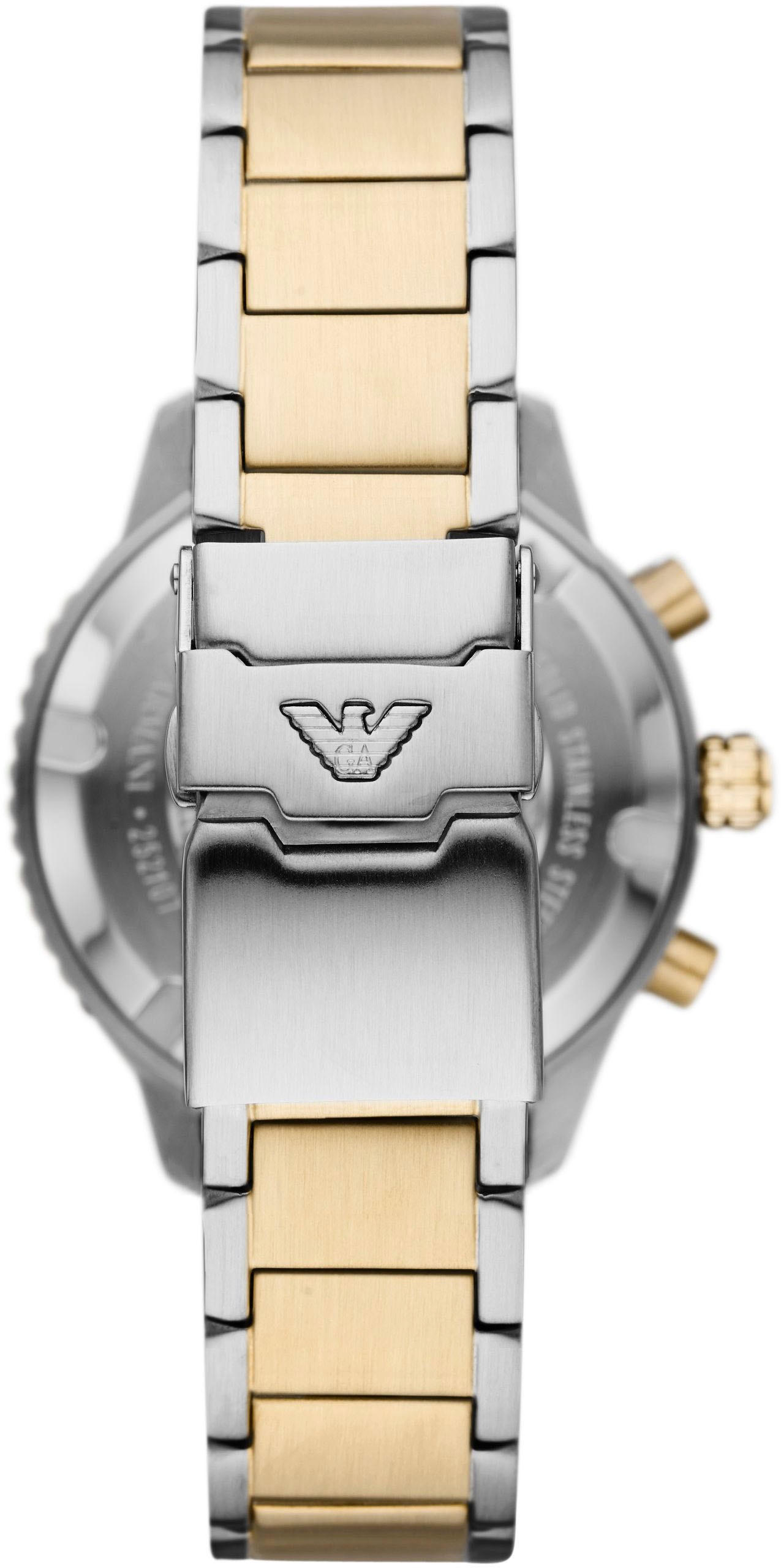 Emporio Armani Chronograph, Quarzuhr, Armbanduhr, Herrenuhr, Edelstahlarmband, bis 10 bar wasserd.
