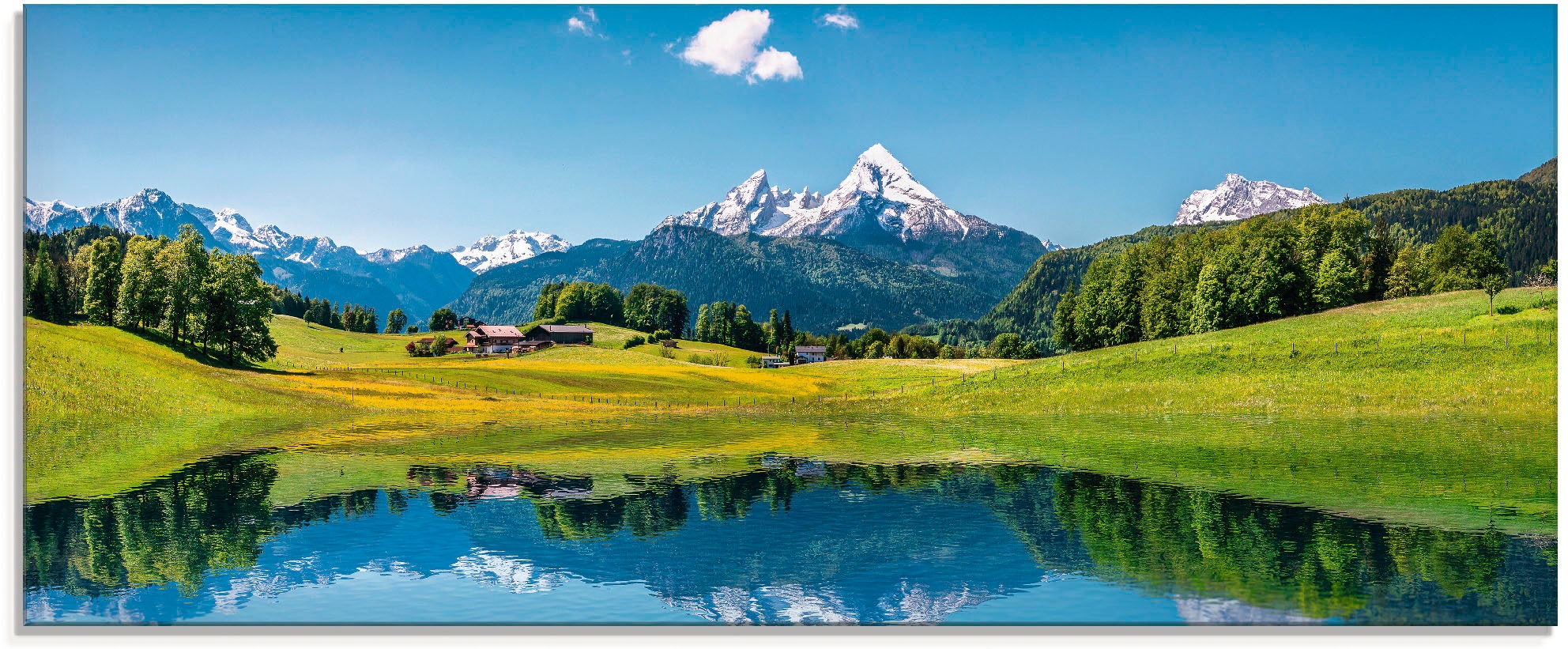 Artland Glasbild "Landschaft in den Alpen", Berge, (1 St.), in verschiedenen Größen