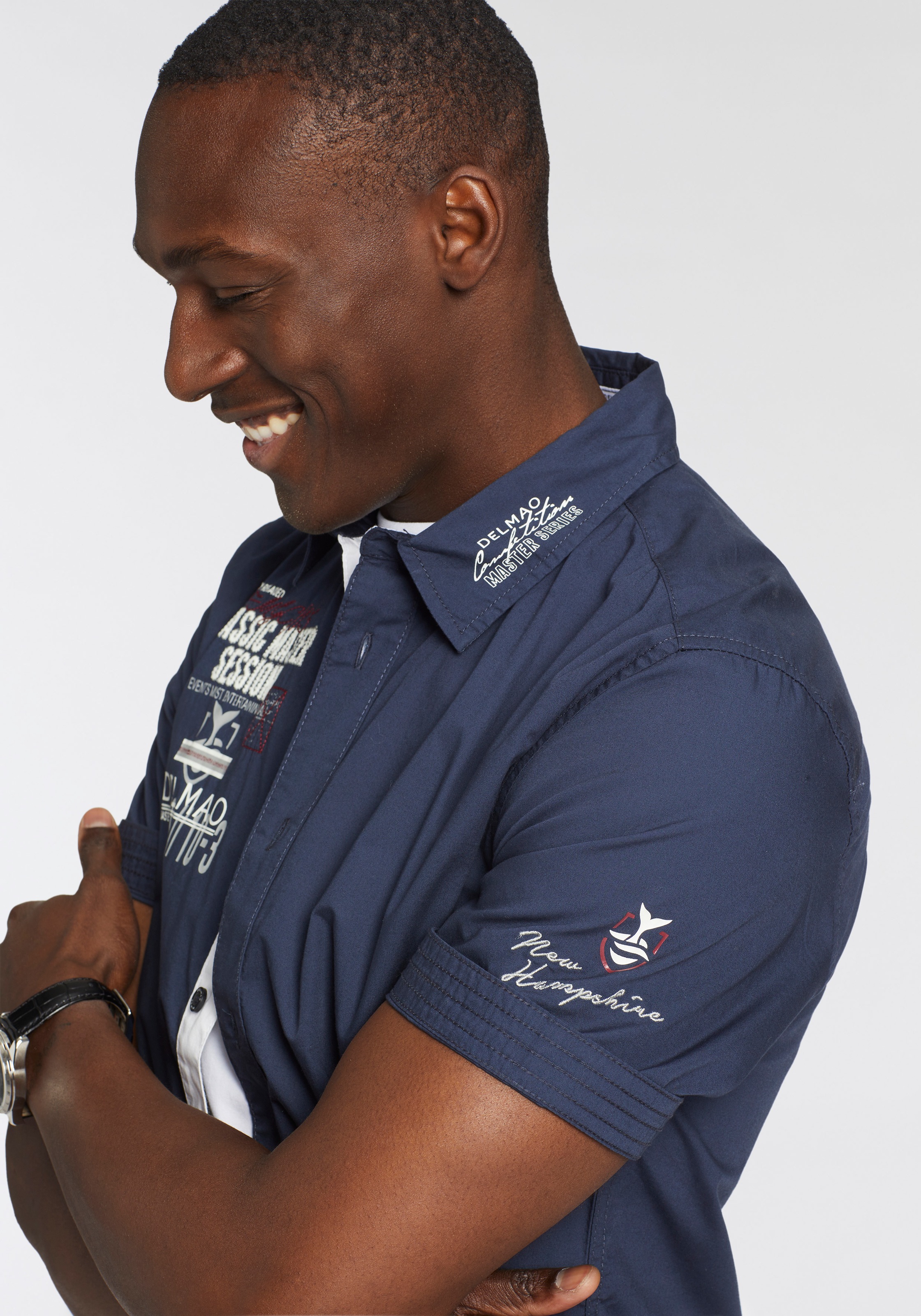 DELMAO Short Sleeve Shirt Men Blue XL 3
