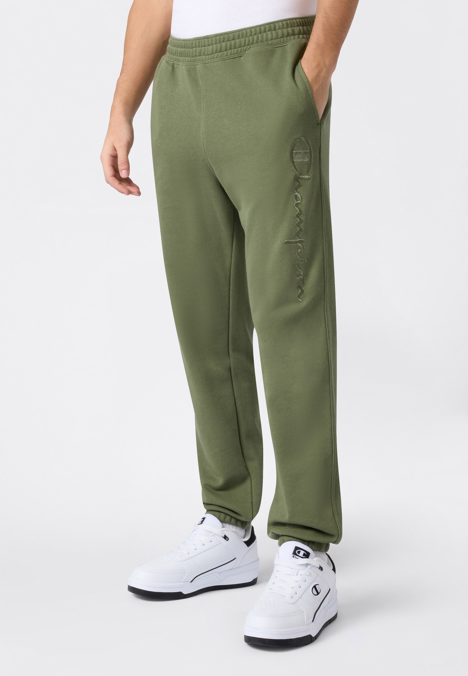Champion Jogginghose "ICONS Terry Elastic Cuff Pants Large Logo" sportliche Jogginghose, aus Baumwolle und Polyester