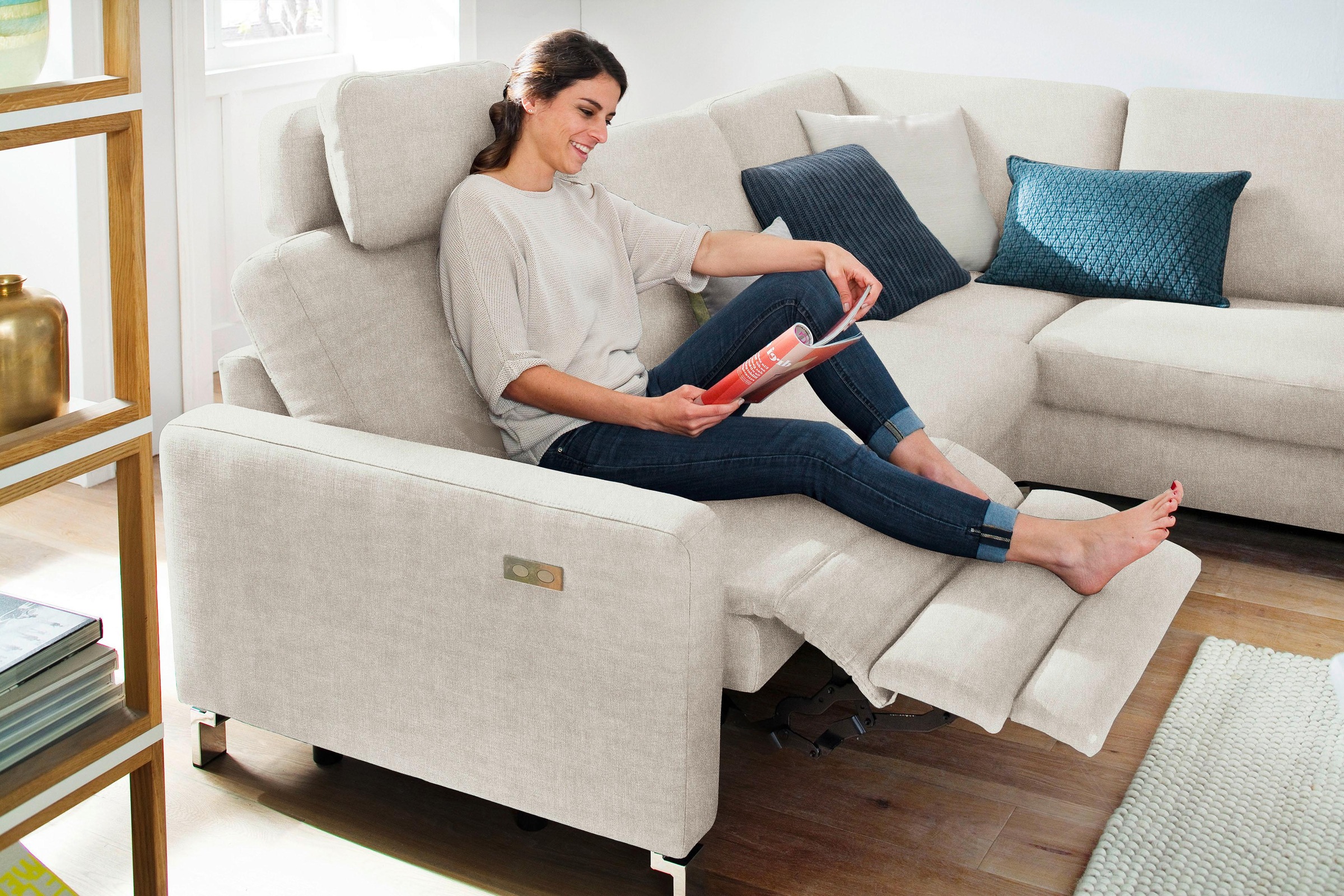 3C Candy Ecksofa »Mainau modern und elegant, mit gutem Sitzkomfort, L-Form«, wahlweise mit elektrischer Relaxfunktion, Federkern