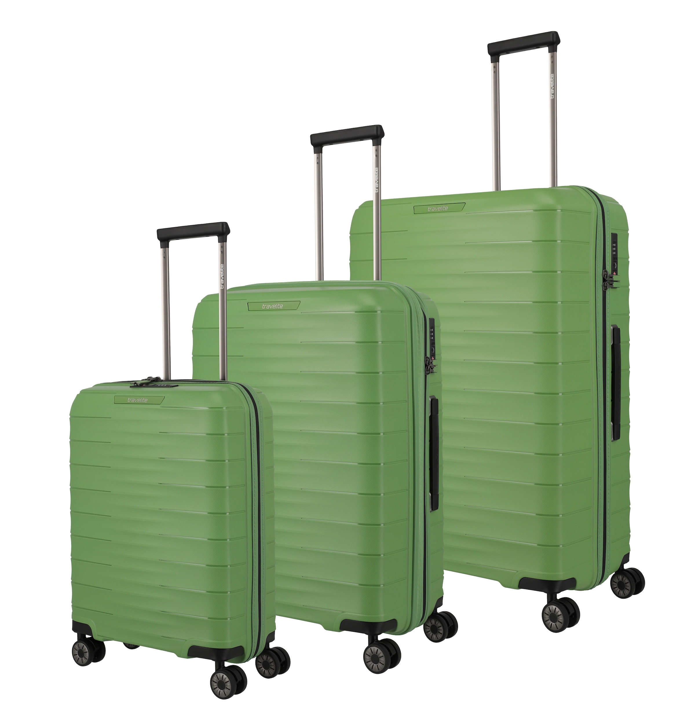 travelite Trolleyset "MOOBY 3-teilig Reisekoffer Hartschale" mit TSA-Schloss und recyceltem Polypropylen