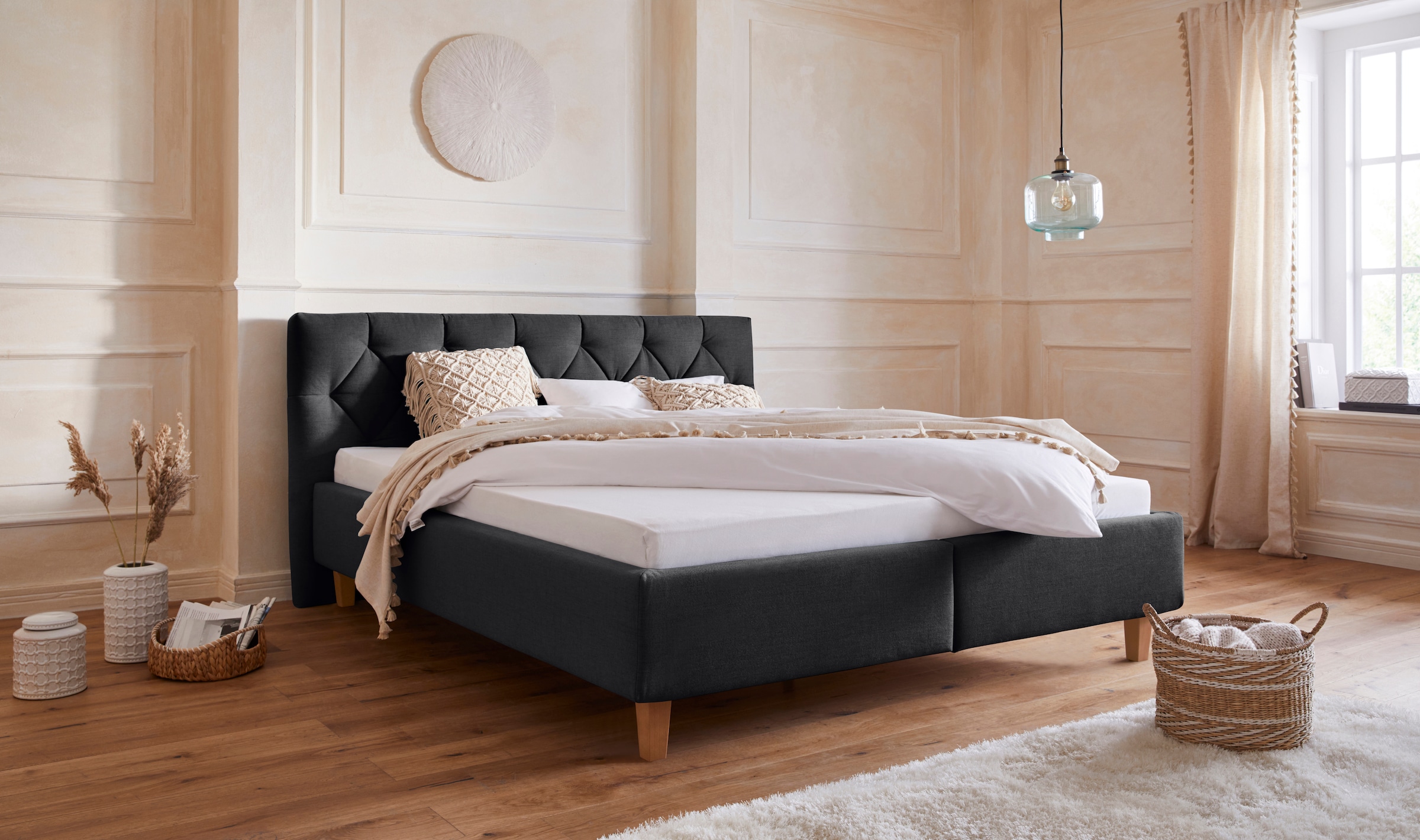 Home affaire Polsterbett "Sunley 100" Kreuzsteppung, Kopfteilhöhe 102 cm, o günstig online kaufen