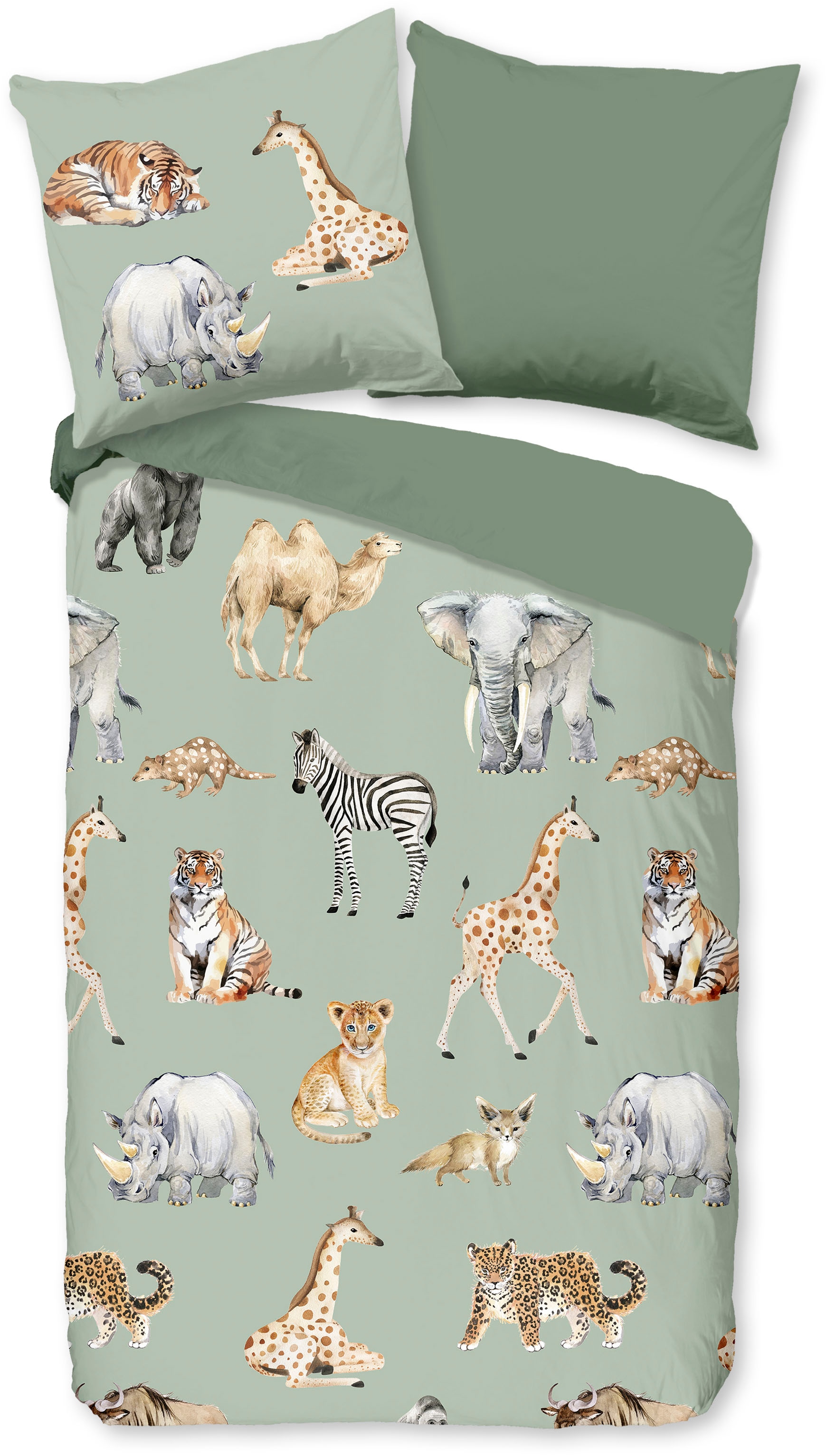 PURE luxury collection Kinderbettwäsche »Safari«, Mikrofaser, 135x200, Pflegeleicht, Wendeoptik, Kind, Tier,...