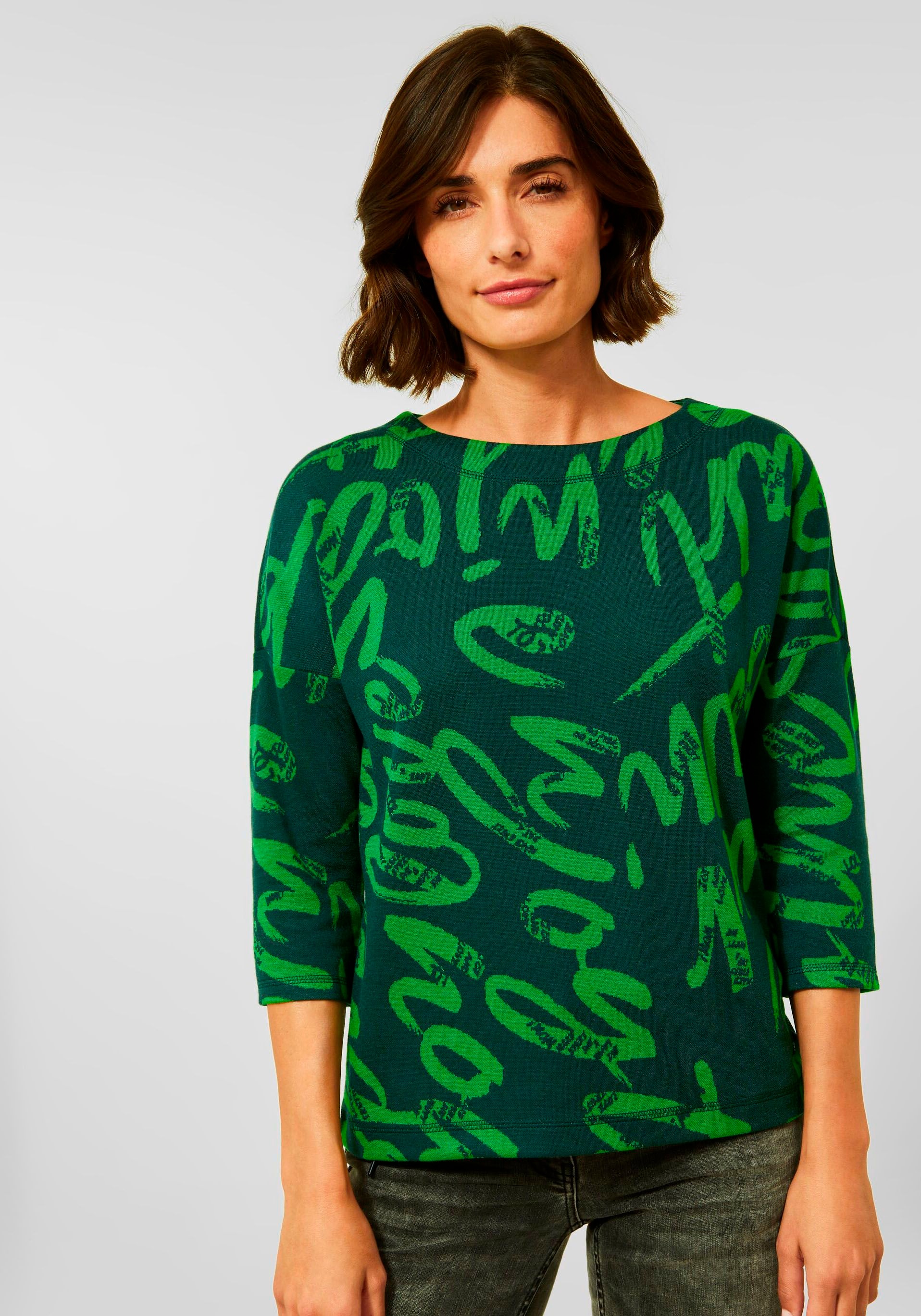 Cecil Print-Shirt mit großflächigem Schriftzug-Print
