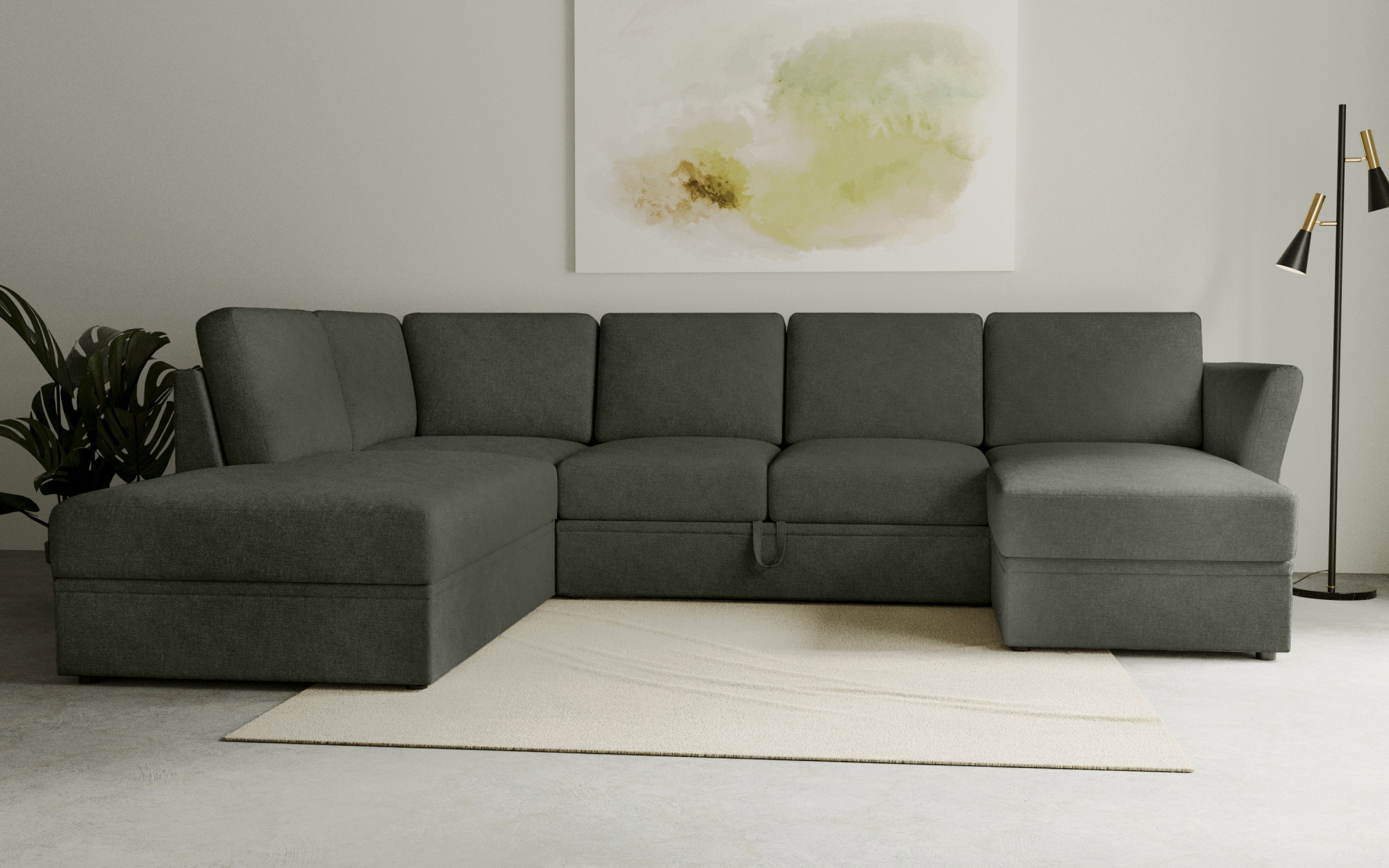 OTTO home Wohnlandschaft "Lavars Schlafsofa" mit Bettfunktion und Stauraum, in zwei verschiedenen Bezugsqualitäten