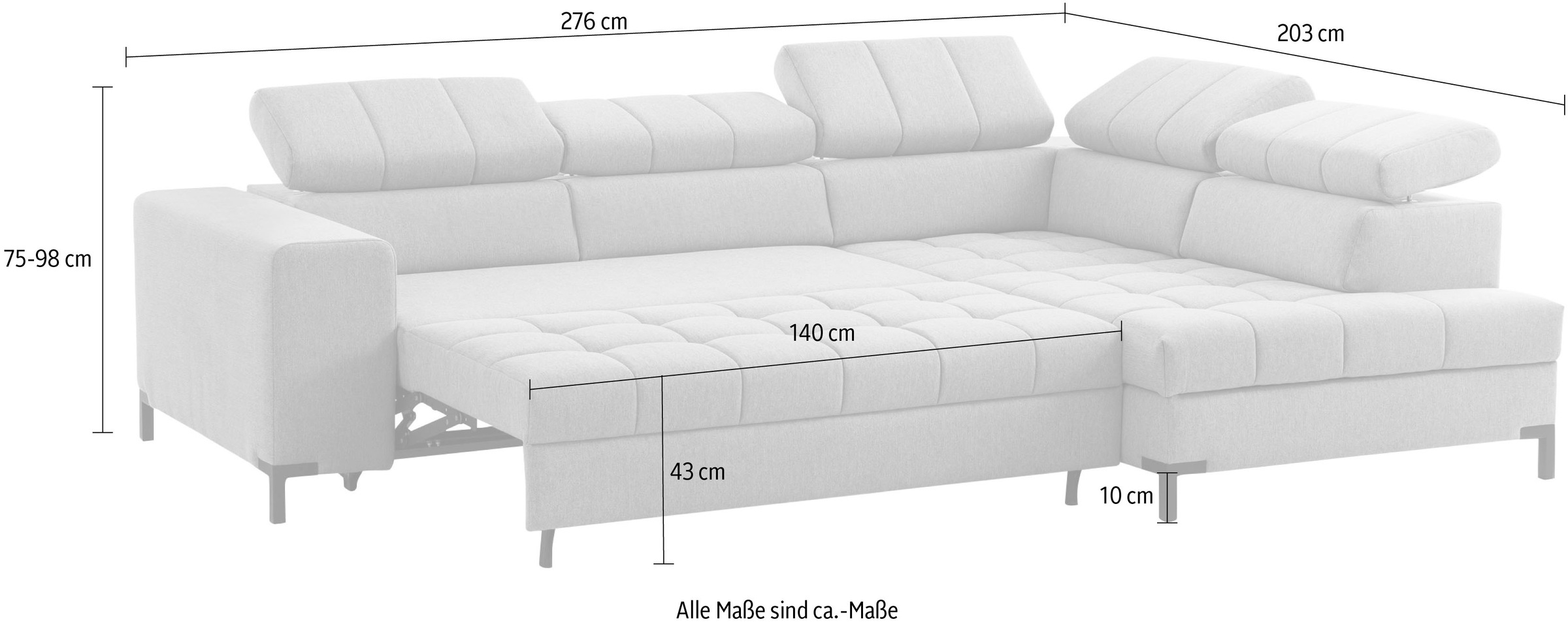 exxpo - sofa fashion Ecksofa »Bocco, hochwertige Verarbeitung, toller Sitzkomfort, bequem, L-Form«, wahlweise mit Bettfunktion u. Bettkasten, inkl. Kopfteilverstellung