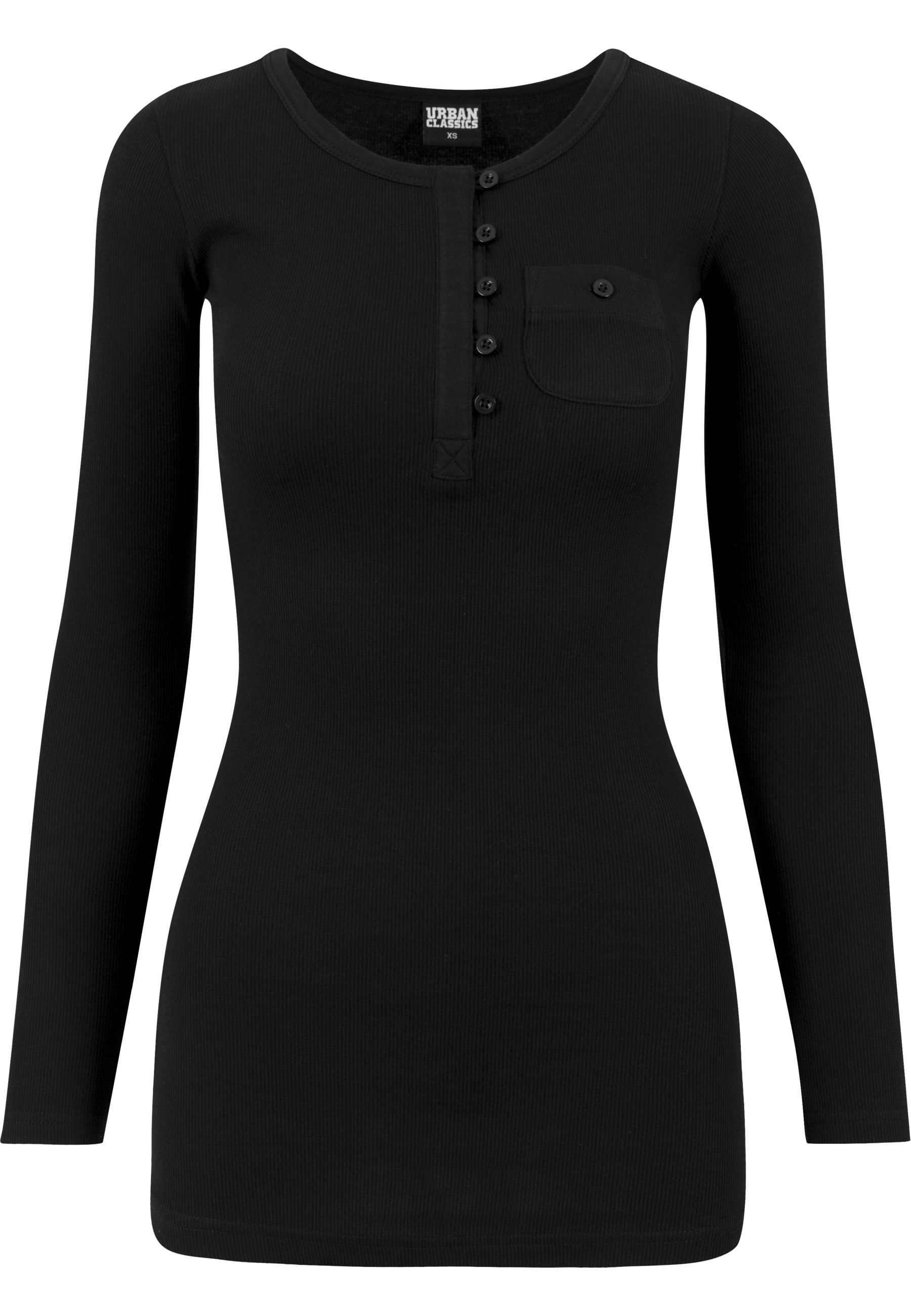 URBAN CLASSICS Longsleeve "Urban Classics Damen Ladies Long Rib Pocket Turnup Tee" 1 Stk.