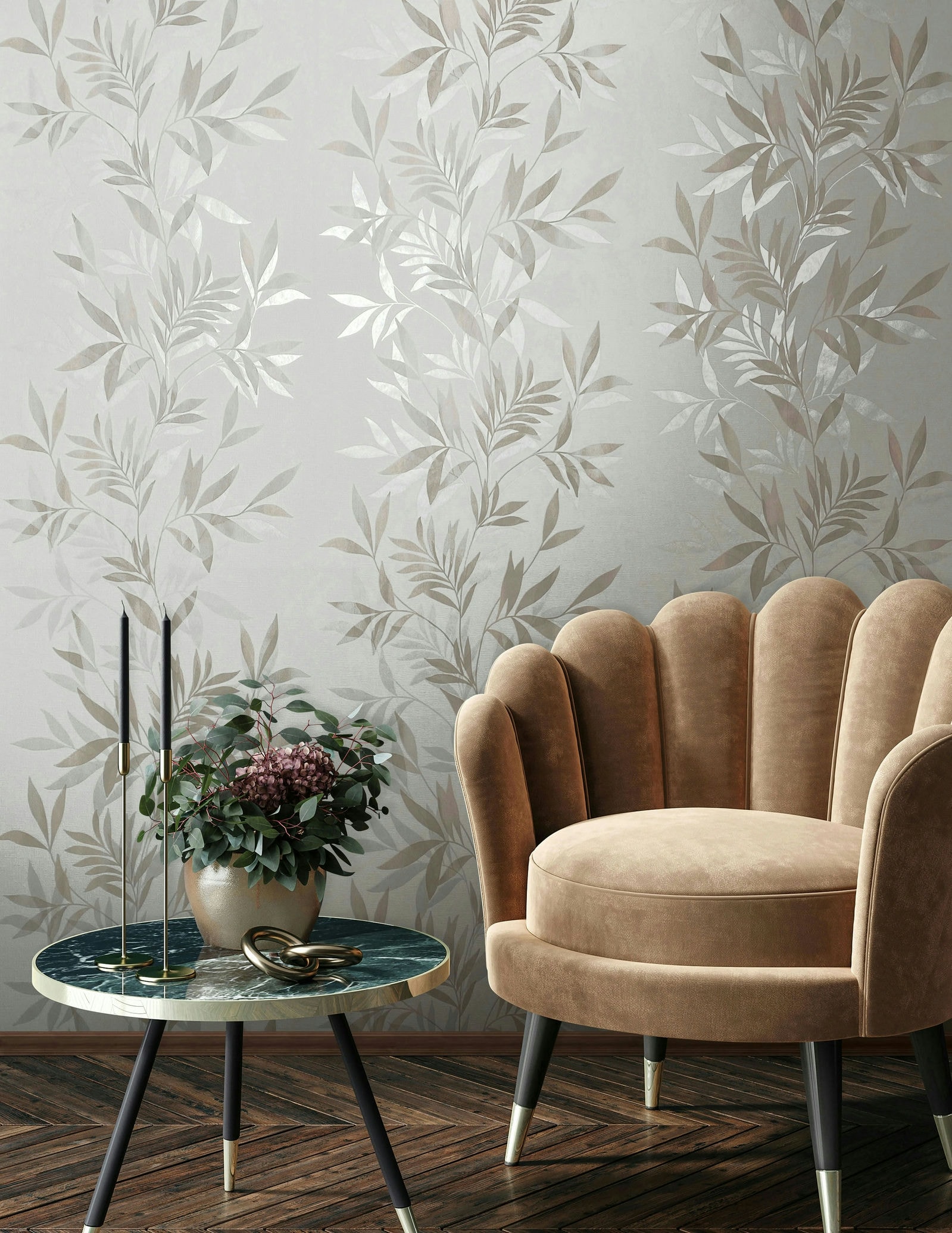 Marburg Vliestapete "Tapete Flowers of Wind" uni geprägt moderne Vliestapete für Wohnzimmer Schlafzimmer Küche