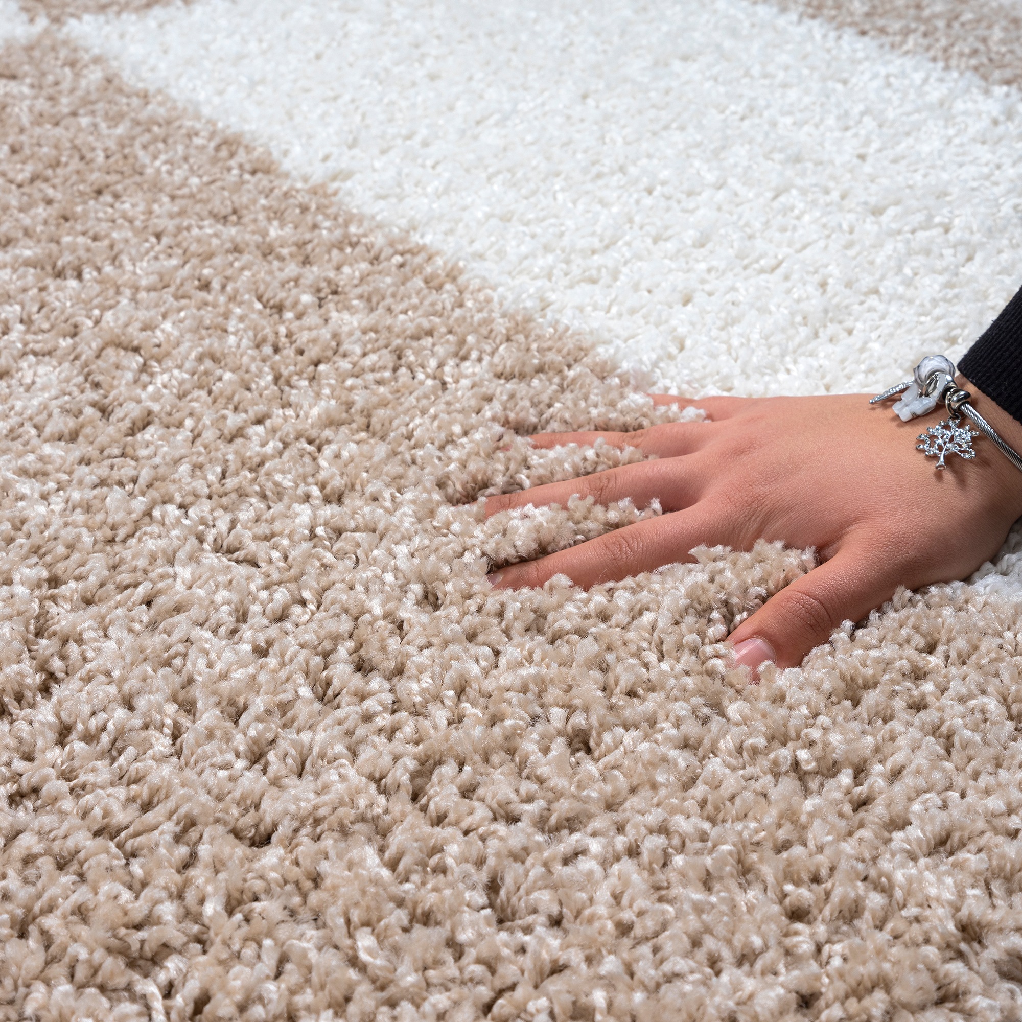 Hochflor-Teppich SANAT "Milano 1254", beige, H:30mm Ø:150cm, Kunstfaser, Teppiche, Hochflor, Wohnzimmer, Schlafzimmer, fußbodenheizungsgeeignet 3