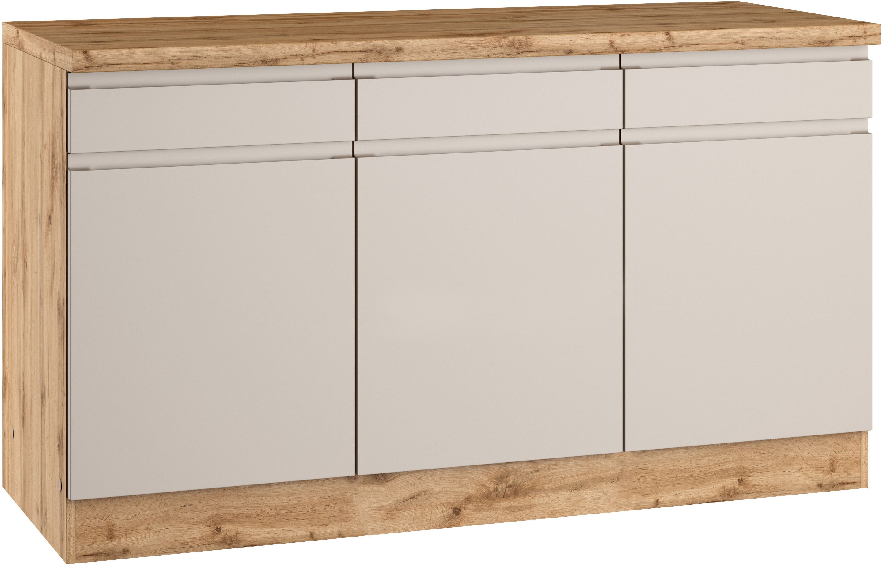 KOCHSTATION "KS-Virginia,neu in verbesserter Ausführung" Stauraum, Softclose, Breite 150 cm, 3 Türen, Soft-Close-Funktion
