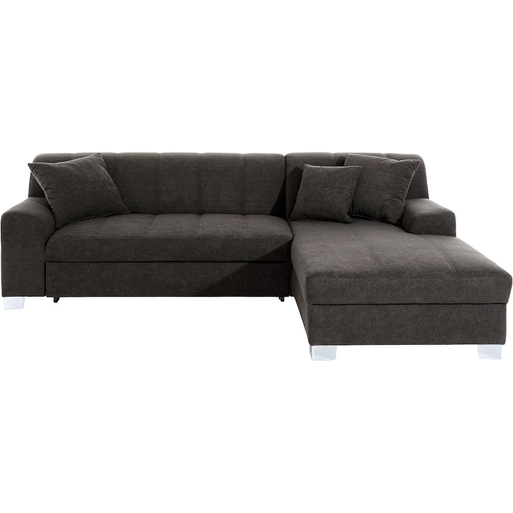 INOSIGN Ecksofa »Turah incl. Zierkissen, moderne Steppung, auch in Leder«, wahlweise mit Bettfunktion, Schlafsofa, B/T/H: 239/152/75 cm, L-Form