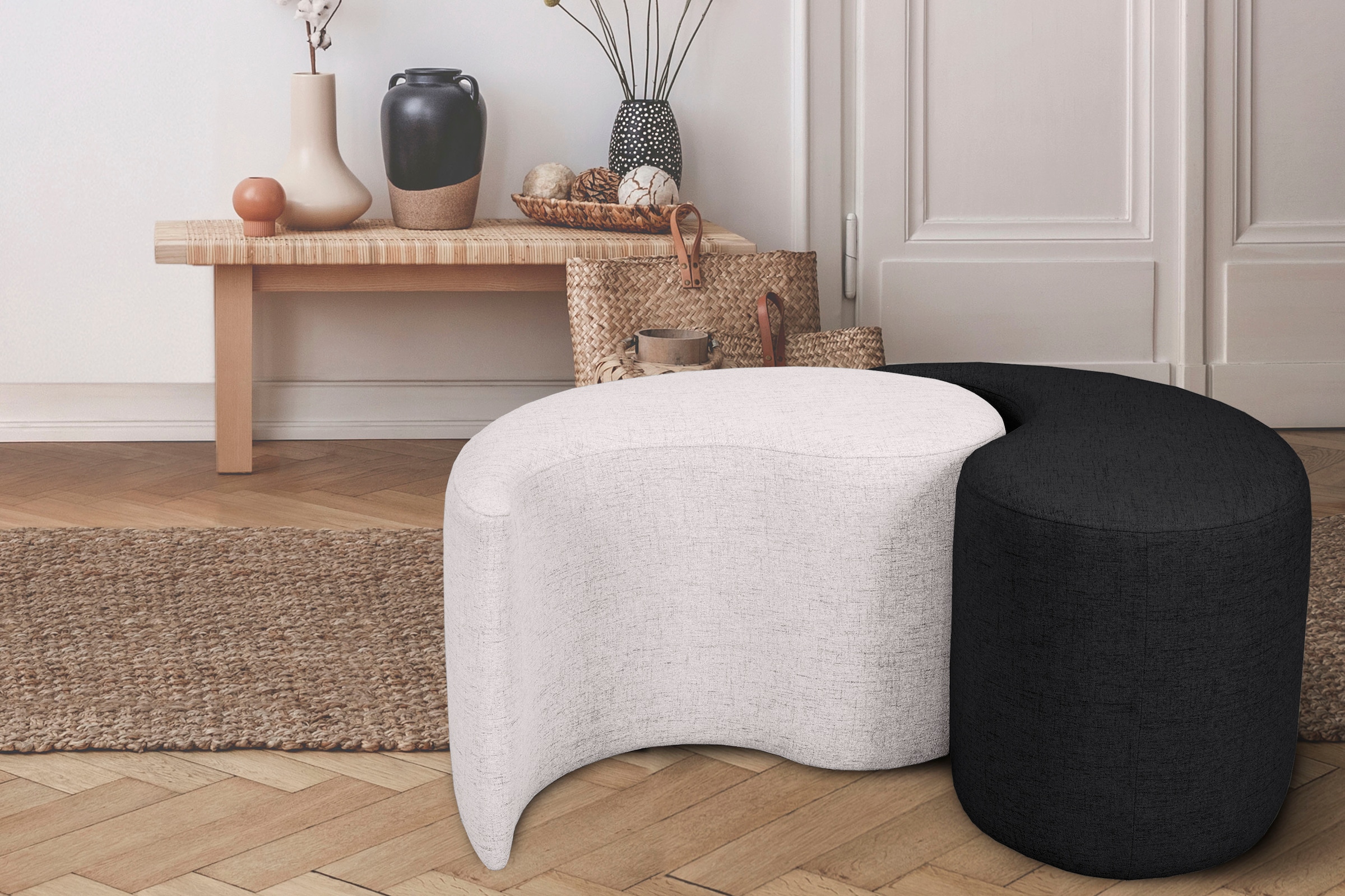 Home affaire Polsterhocker "Yin&Yang Durchmesser 82cm", 2teilig, einzeln st günstig online kaufen