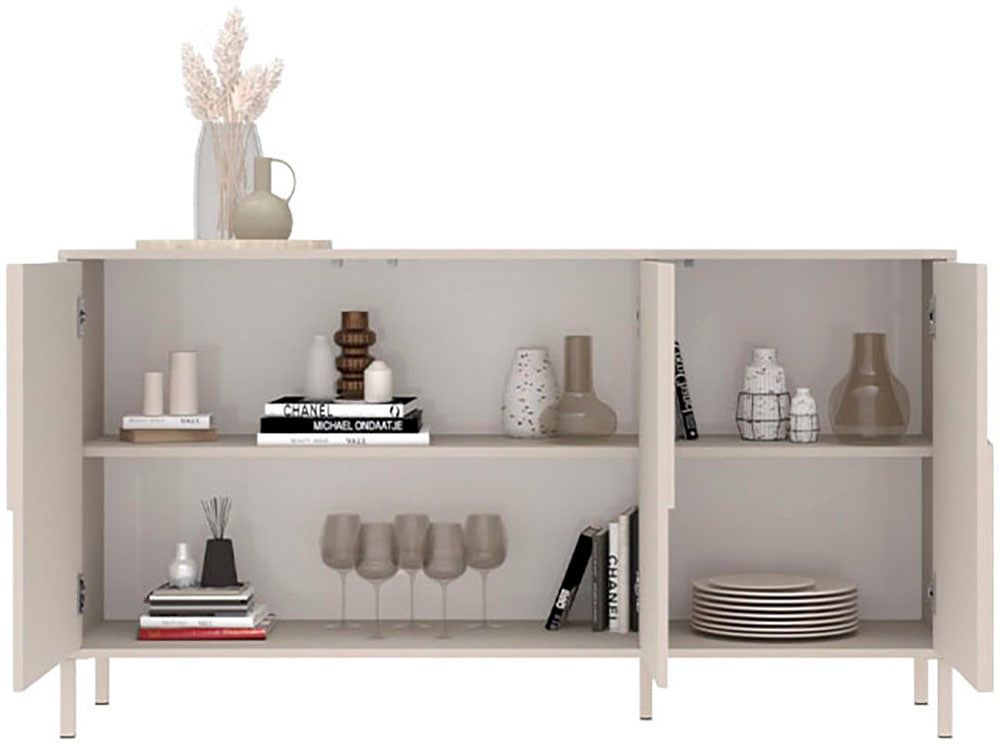 INOSIGN Sideboard »Stone, 155 cm breit, 3 Türen, Anrichte, Kommode, Stauraumschrank« 3D-Design, Push-to-open, Innenraum großzügig, Füße 14/2 cm wählbar