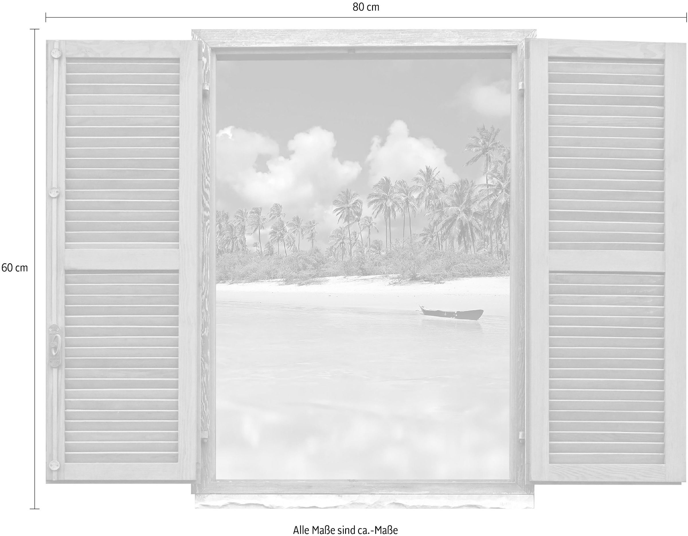 queence Wandtattoo »Strand mit Palmen«, (1 St.), Wandsticker, Wandbild, selbstklebend, 3D, Fenster