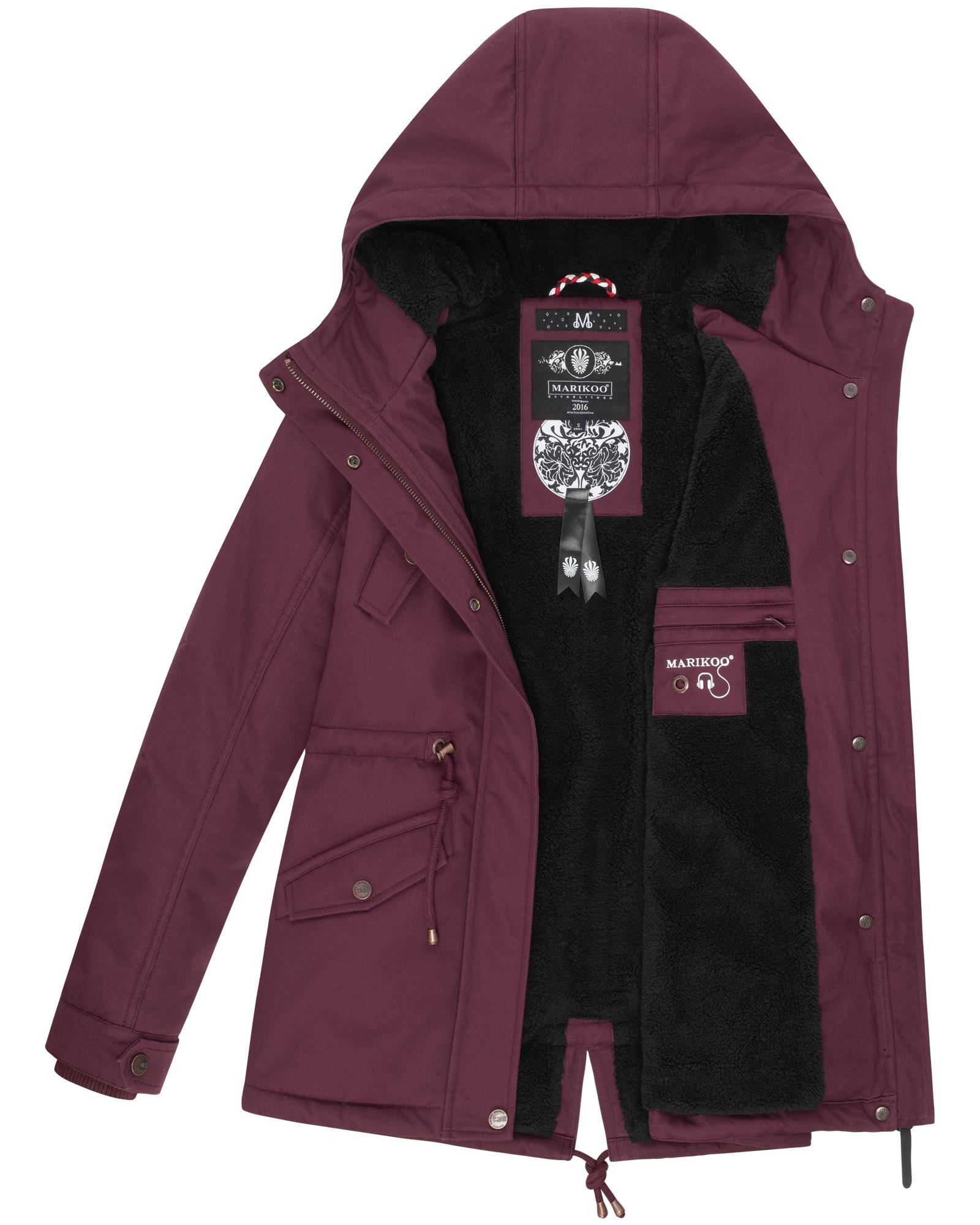 Marikoo Winterjacke »Manolya«, mit Kapuze, stylischer Kurzmantel mit weichem Teddyfell-Futter