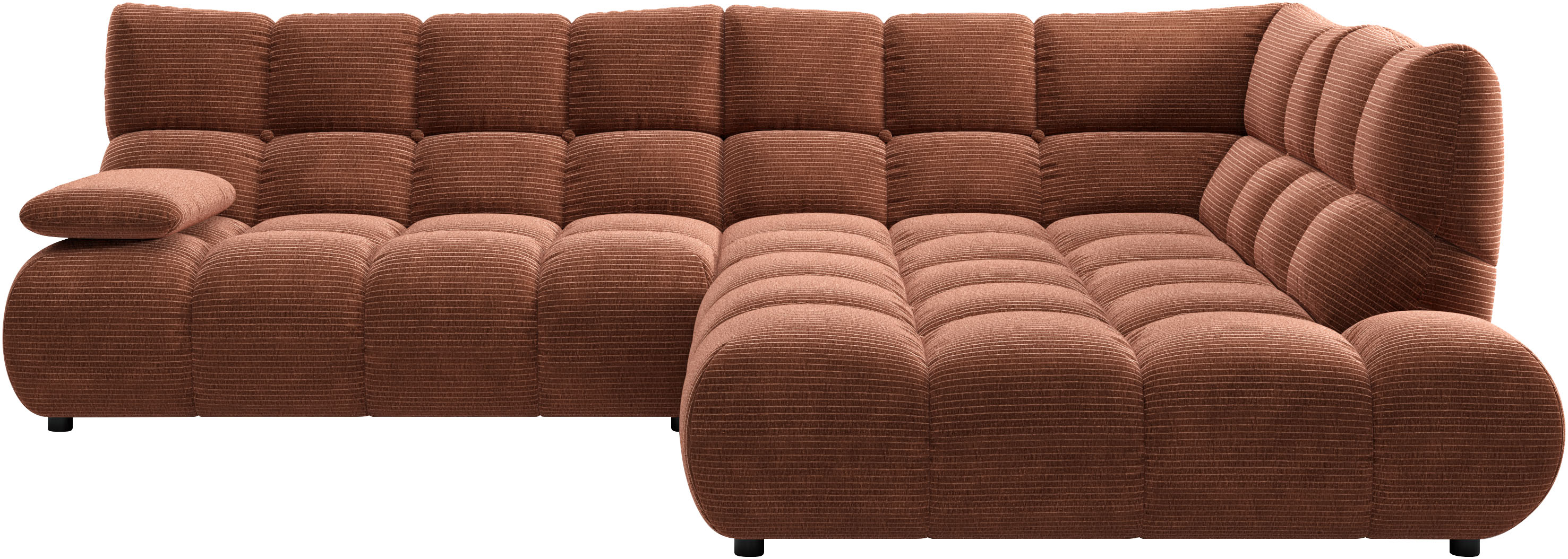 Home affaire Ecksofa "Cozy Bubble, mit klappbarer Armlehne, Breite 289 cm" mit eleganter Steppung, Rundumbezug & weicher Polsterung