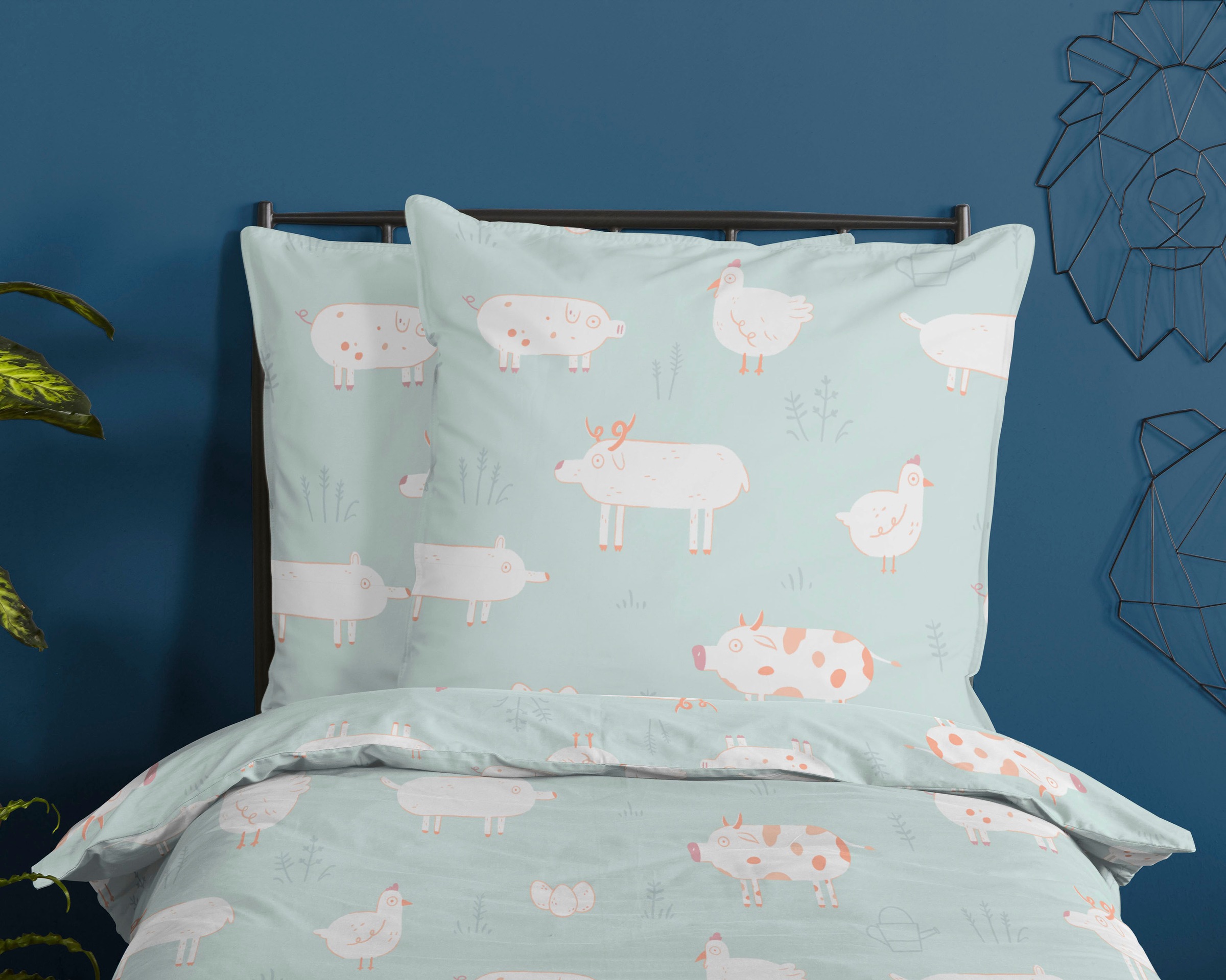 good morning Kinderbettwäsche »Pettingzoo«, 100% Baumwolle, 135x200, Reißverschluss, Wendeoptik, Kind, Tier