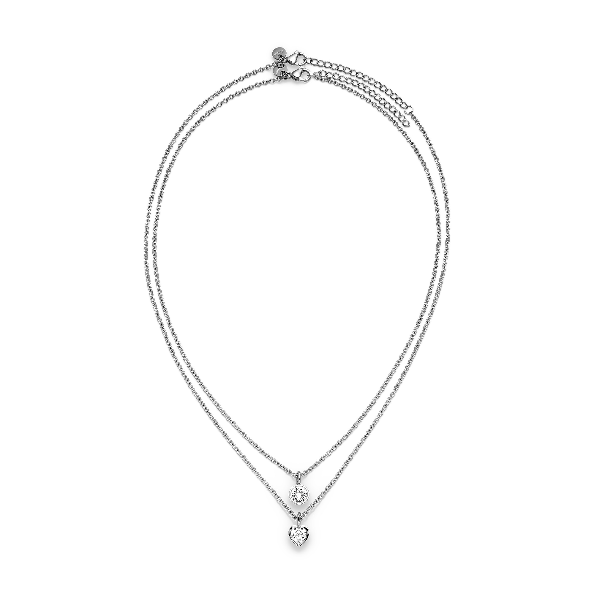 s.Oliver Ketten-Set »Schmuck Geschenk Edelstahl Halskette The Double Row, Herz« mit Glasstein