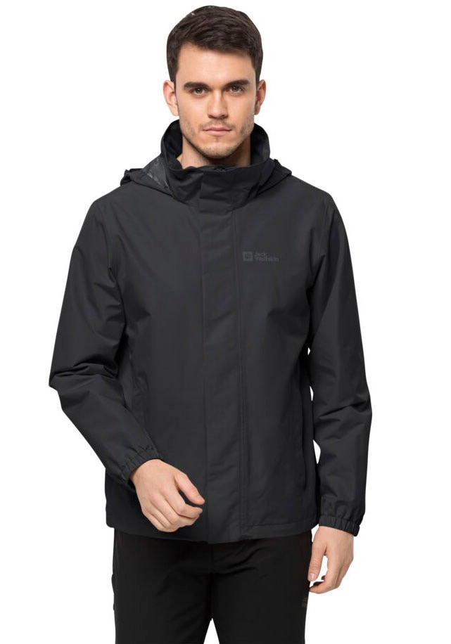 Jack Wolfskin Regenjacke "STORMY POINT 2L JKT M" mit Kapuze mit Kapuze, hoch geschlossener Ausschnitt, wasserdicht