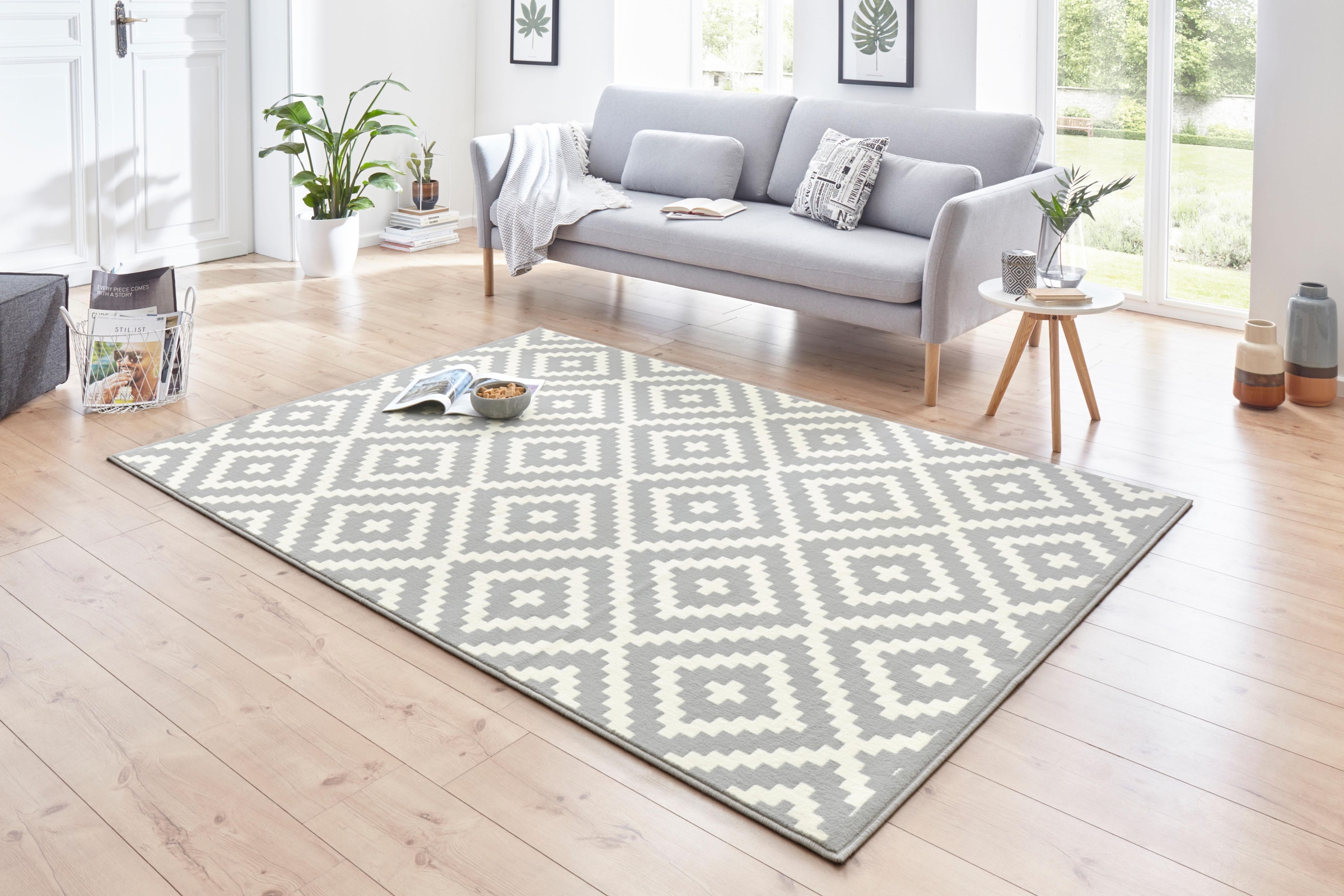 HANSE Home Teppich »Native«, rechteckig, 9 mm Höhe, Kurzflor, Modernes Design mit geometrischem Muster, Gekettelt,Robust