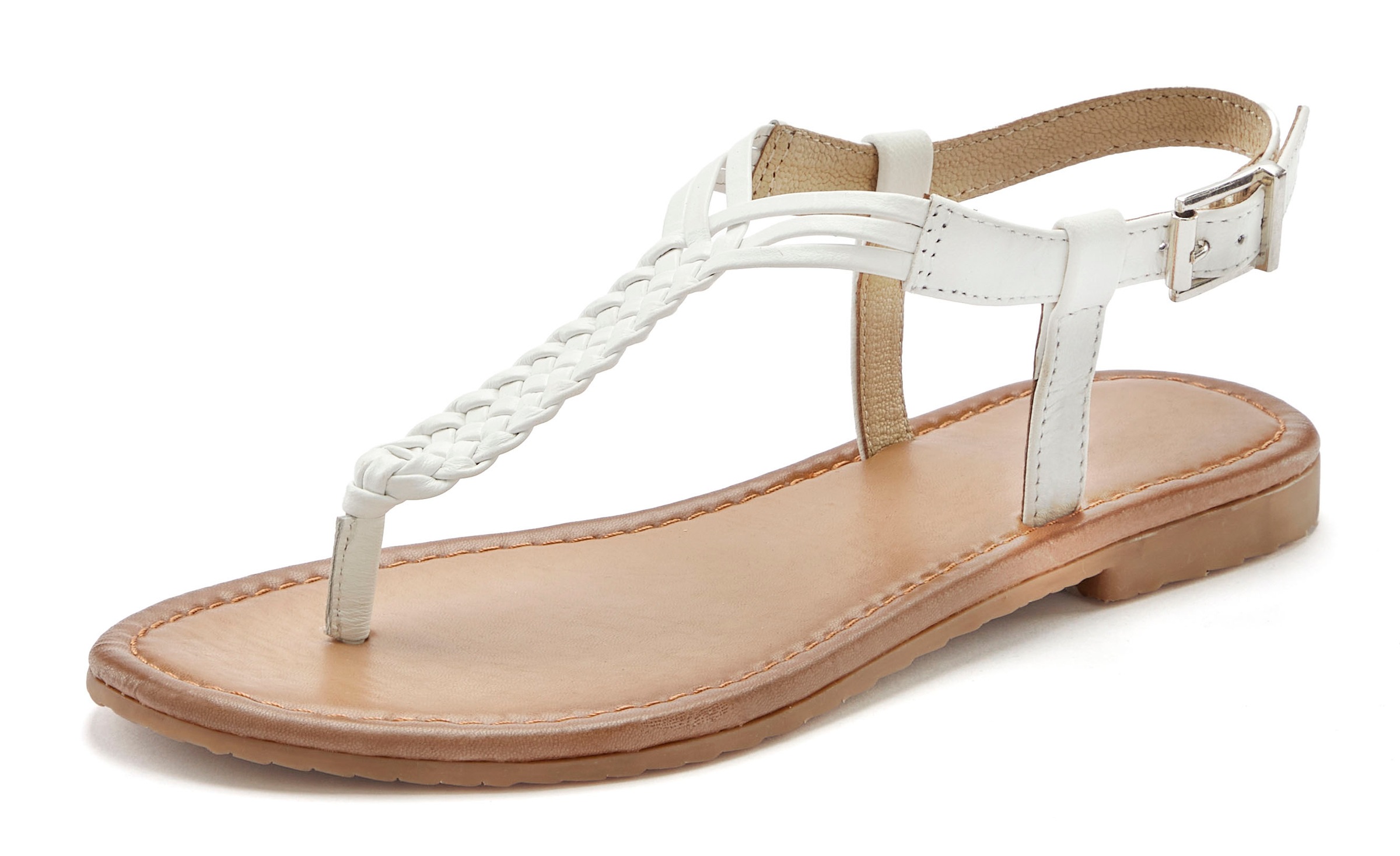 Vivance Zehentrenner, Sandalette, Sommerschuh,Sandale aus Leder mit Flecht- günstig online kaufen