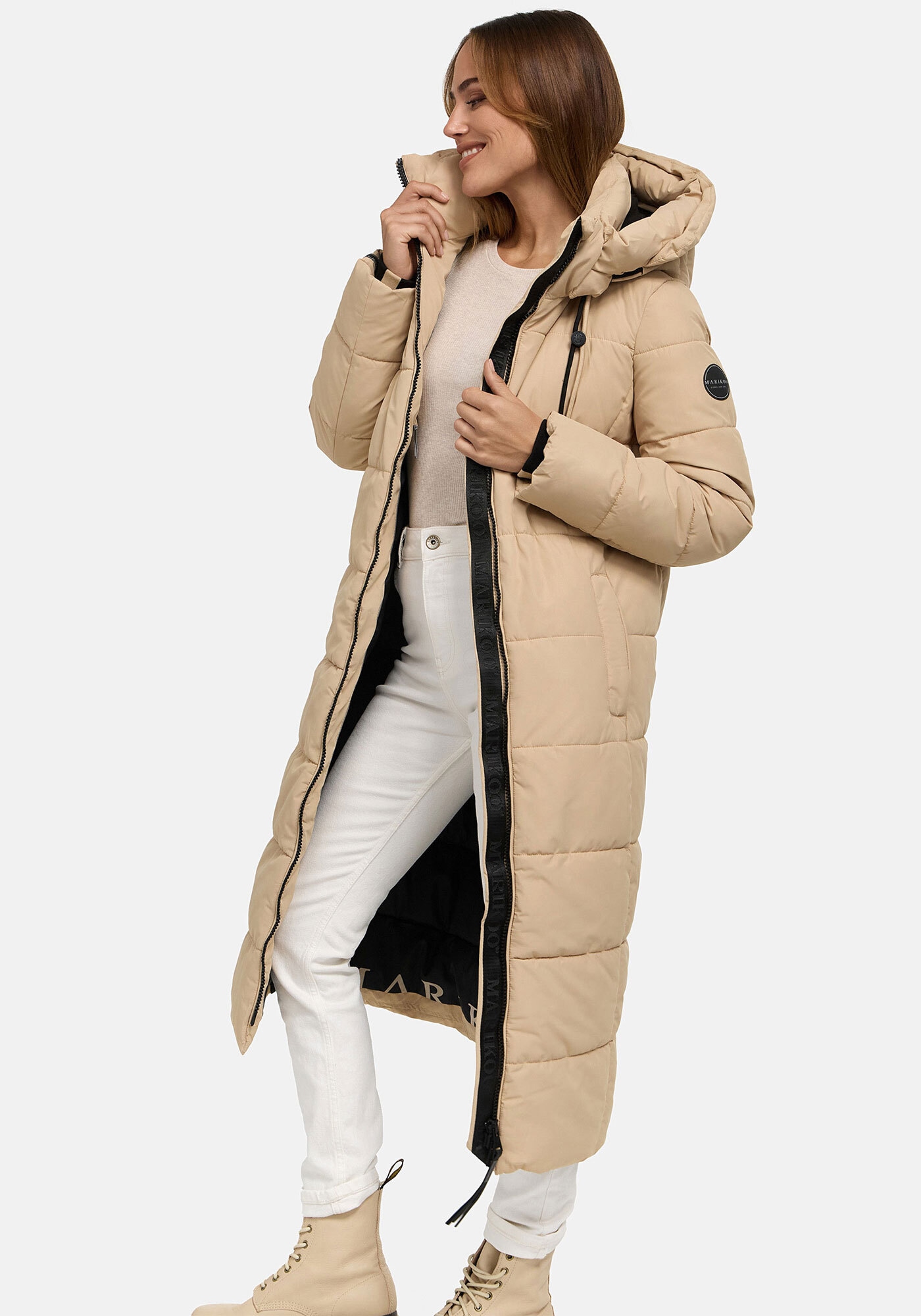 Marikoo Winterjacke »Nadeshikoo XIV«, extra langer Winter Mantel gesteppt