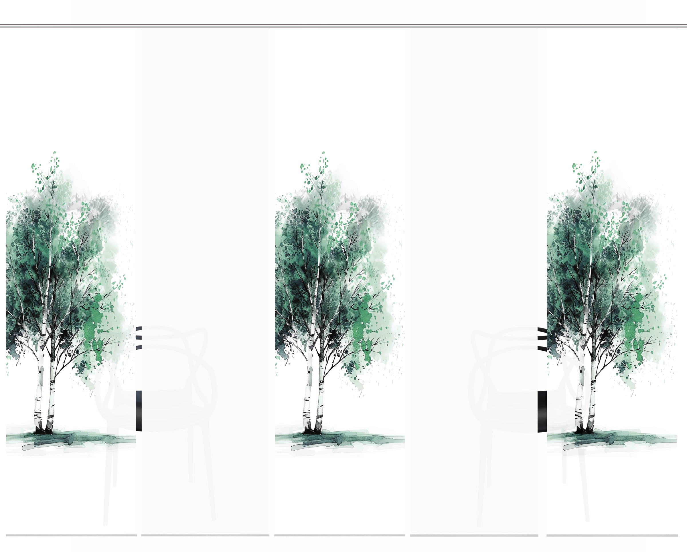 HOME WOHNIDEEN Schiebegardine "TREE" Paneelwagen 5 Stk. tlg. Schiebewand Se günstig online kaufen