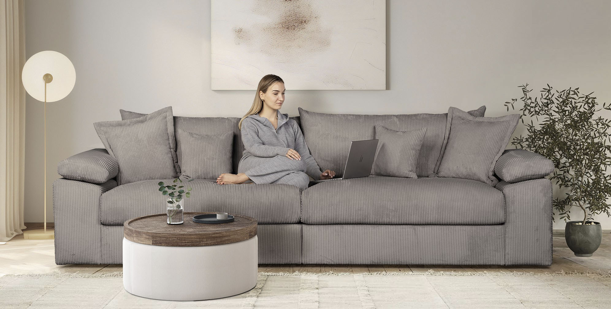 OTTO home Big-Sofa "Soft&Cosy XXL, B: 303 cm - OTTO. Verlässliche Qualität." Mega-Sofa, Cord oder Chenille-Struktur, mit Federkern & 4 Zierkissen
