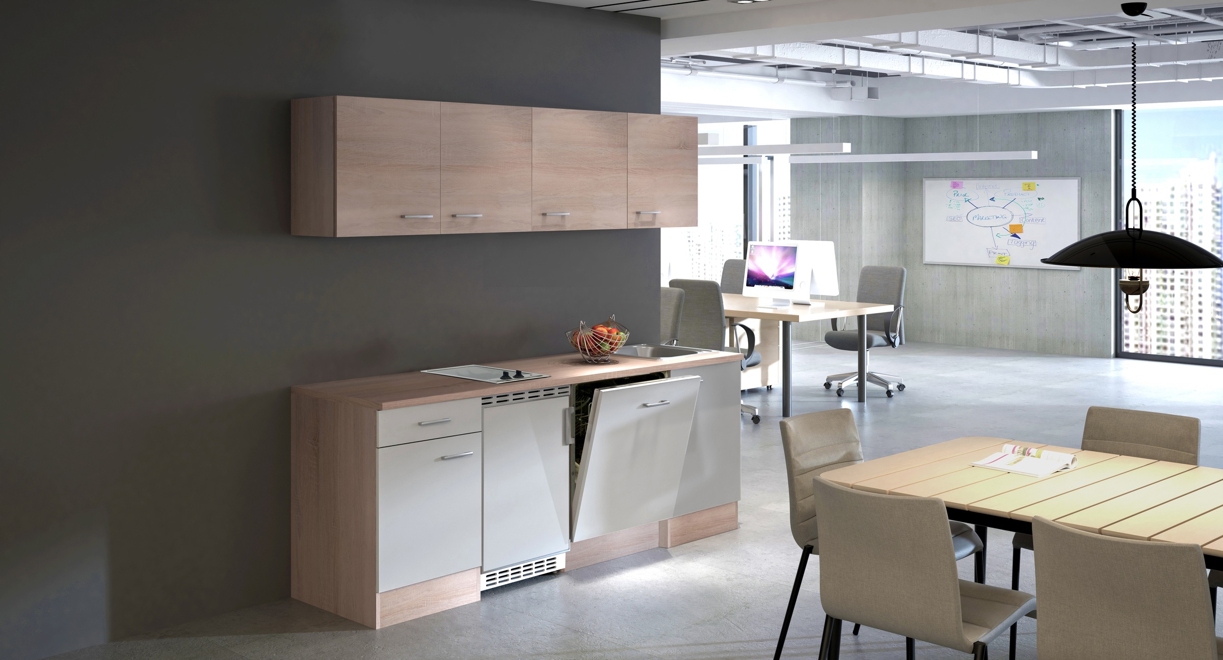 Flex-Well Küchenzeile "Samoa, Breite 210 cm, inkl. Geschirrspüler" Officekü günstig online kaufen