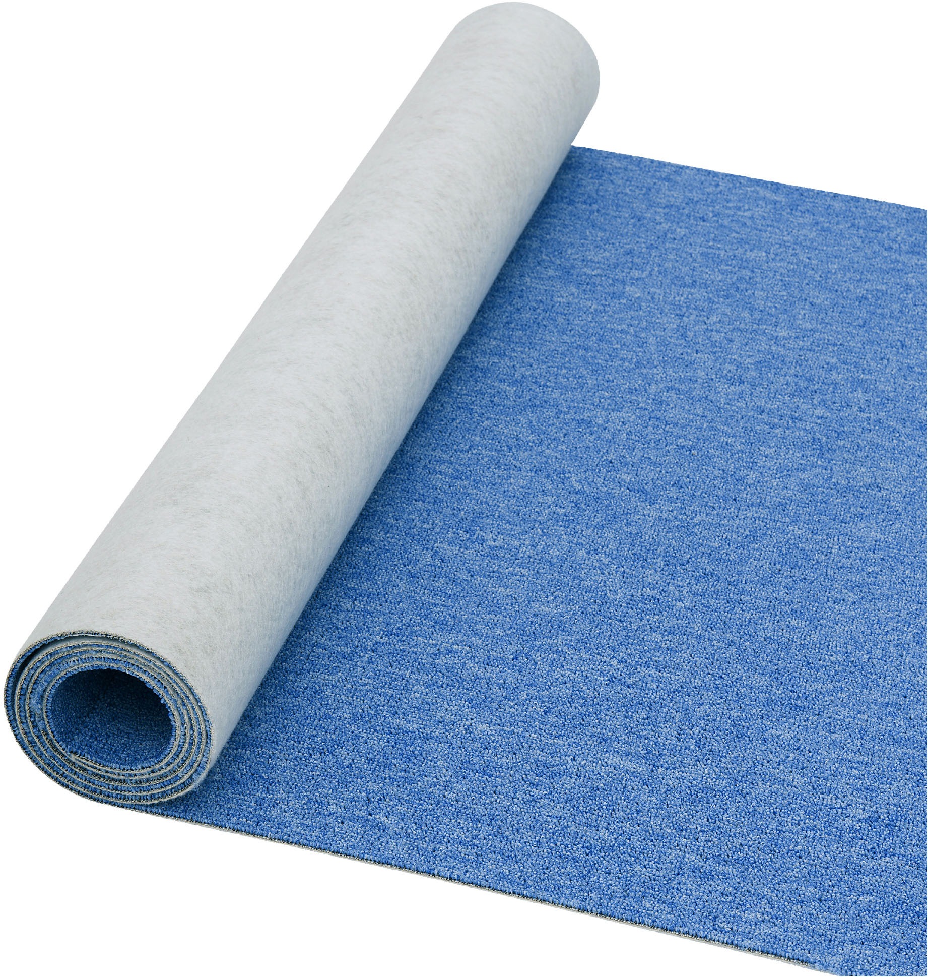 Teppichboden MY HOME "Fortis, Schlinge, Gesamthöhe 5 mm, Made in Netherlands", blau, B:400cm L:125cm, Kunstfaser, Teppiche, meliert, Breite 400 cm, strapazierfähig, Wohnzimmer 3