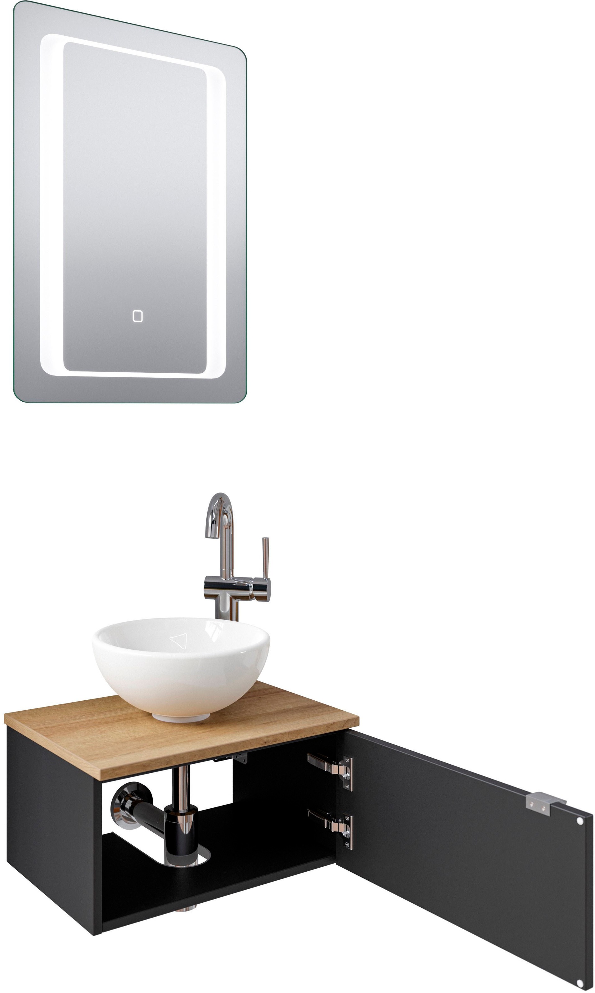 Saphir Badmöbel-Set »Serie 6915«, (4 St.), Gäste-Bad, 51 cm breit, mit LED-Spiegel und 1 Tür
