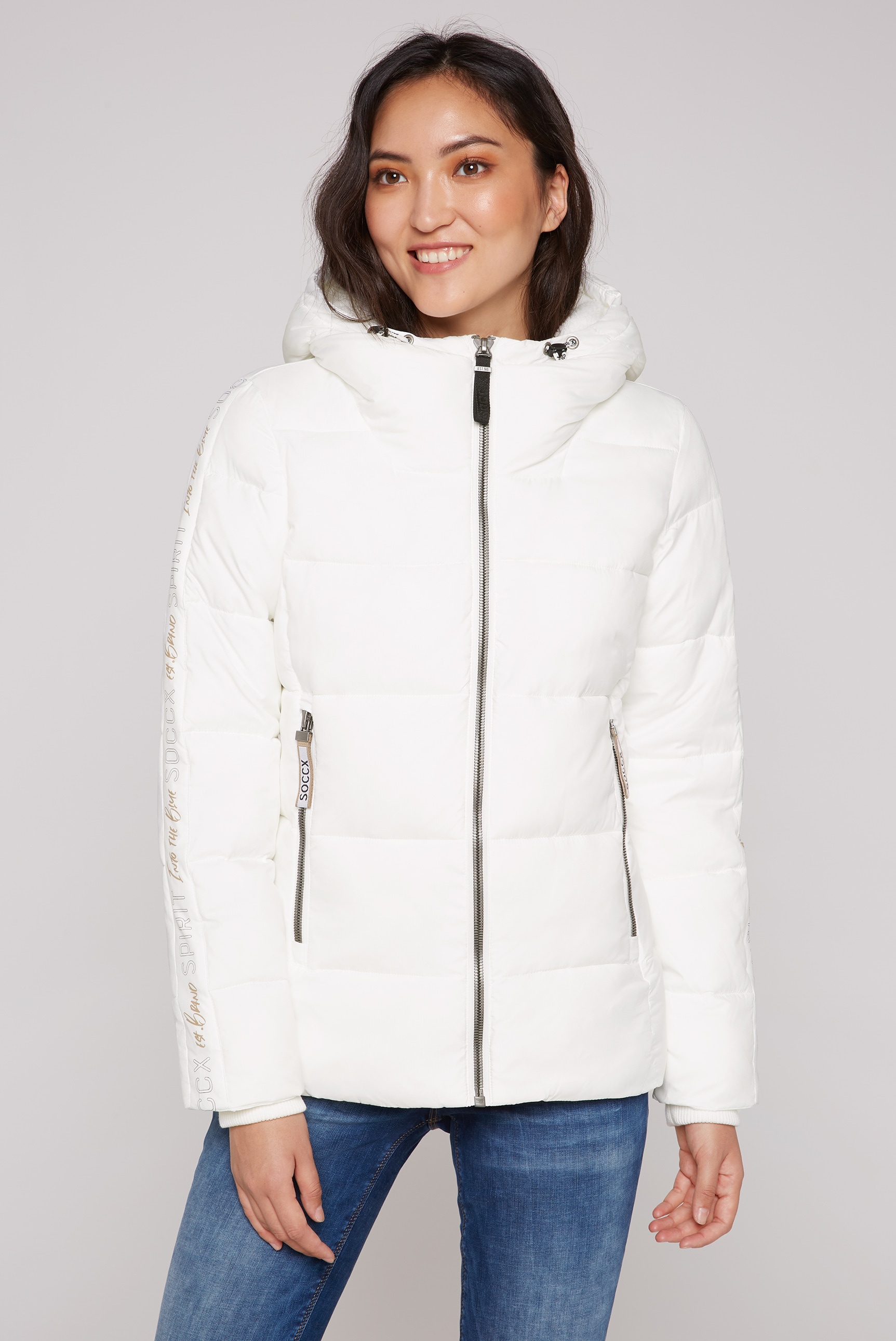 SOCCX Winterjacke su Kapuze su Rippbündchen ...