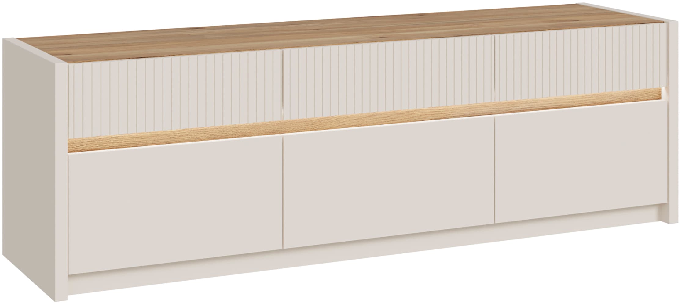 FORTE Lowboard "Oak Squere TV-Board inklusive Beleuchtung" B7H/T 160 cm/50,7/41,5 cm, Beleuchtung, grifflos, Klappen